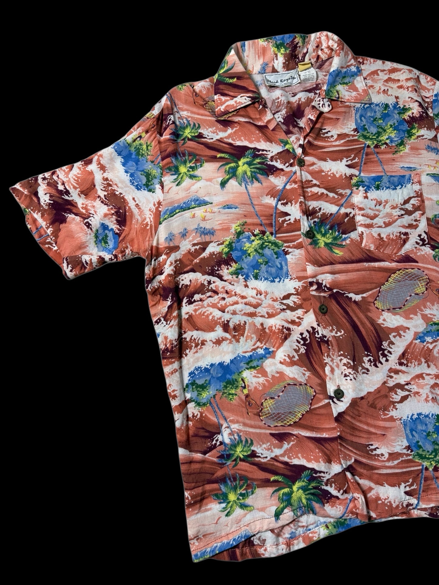 Vintage 1980s–90s Mark Raysten Rayon Hawaiian Aloha Shirt Malihini