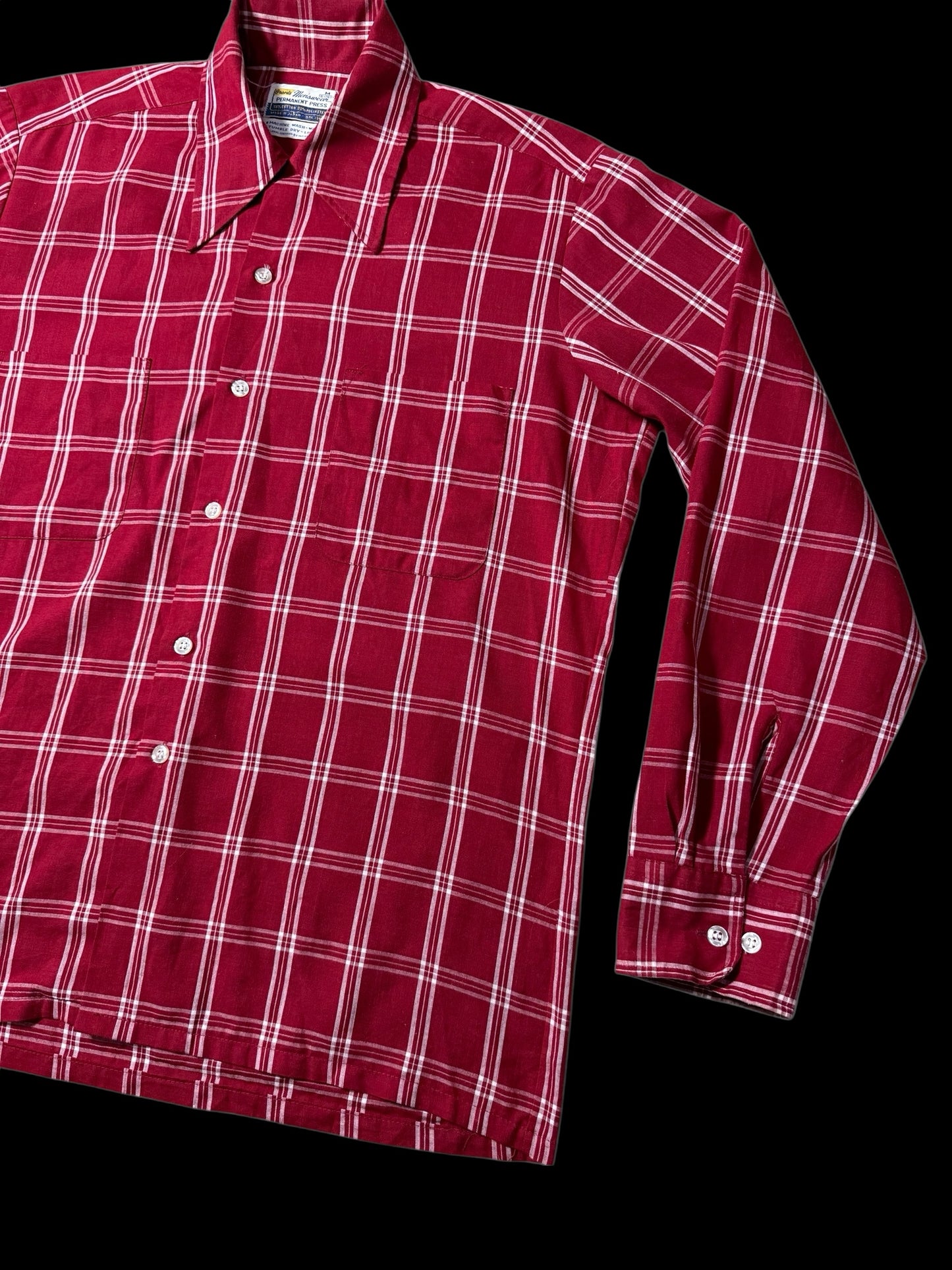 Vintage 1970s Grants Menswear Permanent Press Plaid Shirt