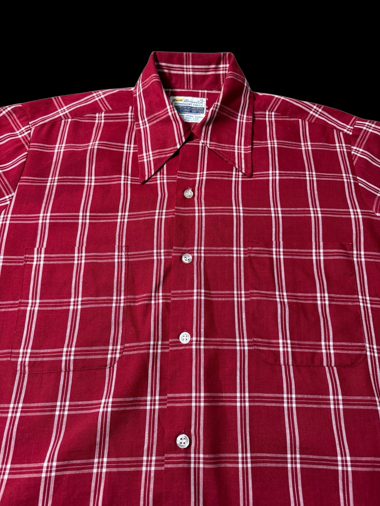 Vintage 1970s Grants Menswear Permanent Press Plaid Shirt