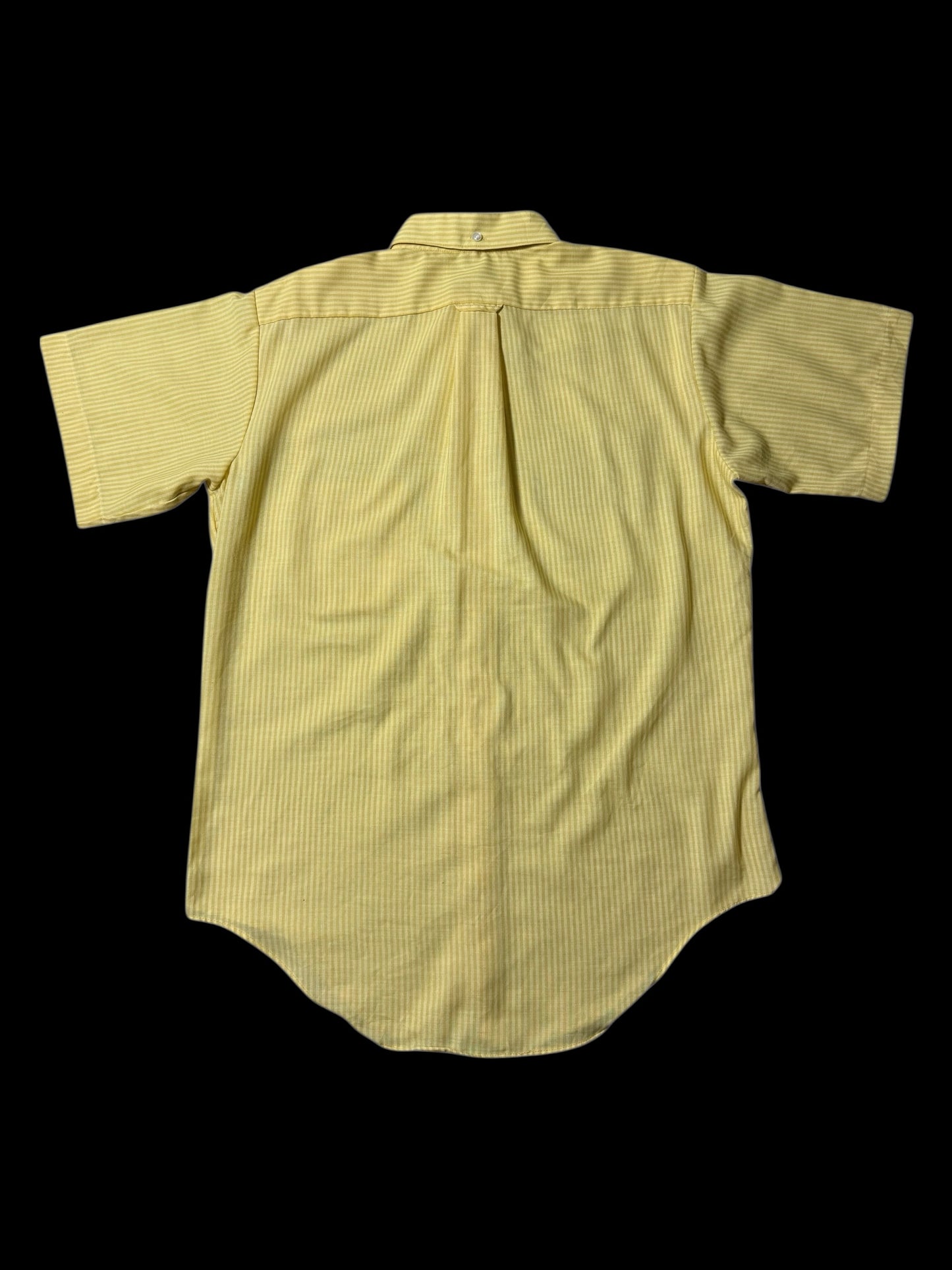 Vintage 1970s Kmart Permanent Press Button-Down Shirt Yellow Stripe