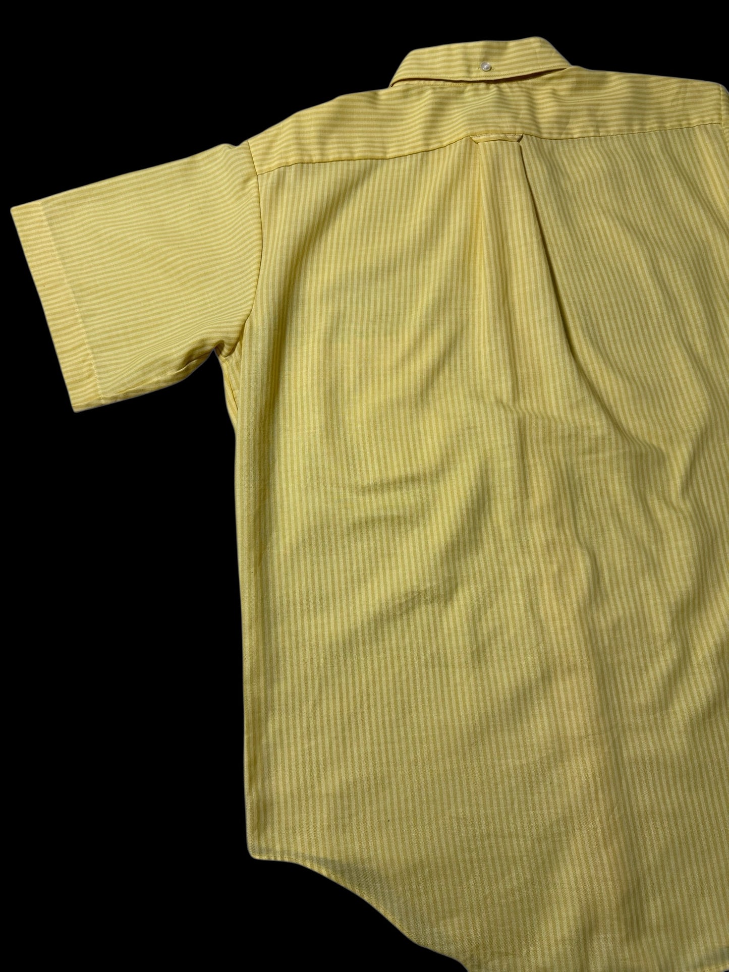 Vintage 1970s Kmart Permanent Press Button-Down Shirt Yellow Stripe