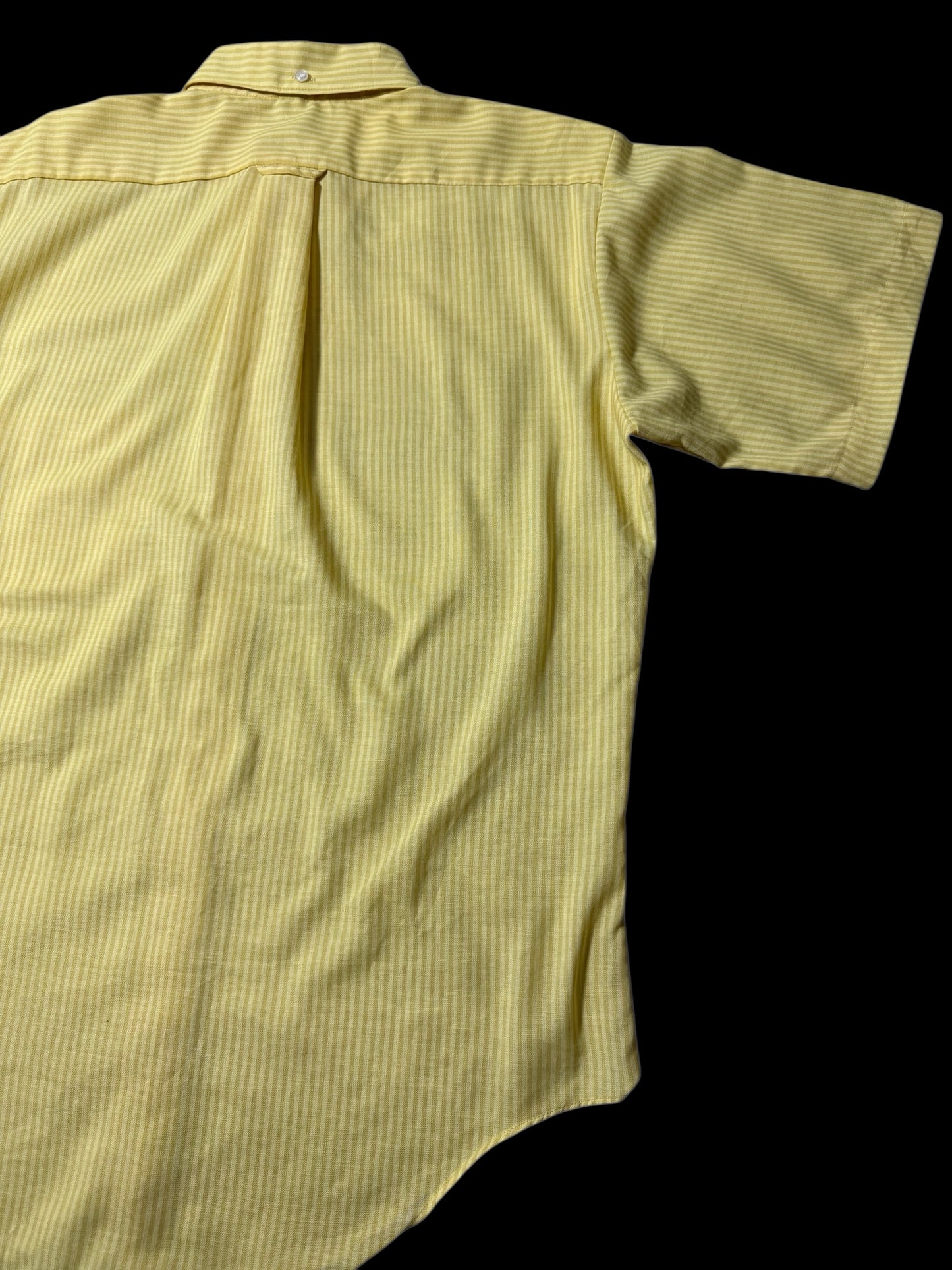 Vintage 1970s Kmart Permanent Press Button-Down Shirt Yellow Stripe