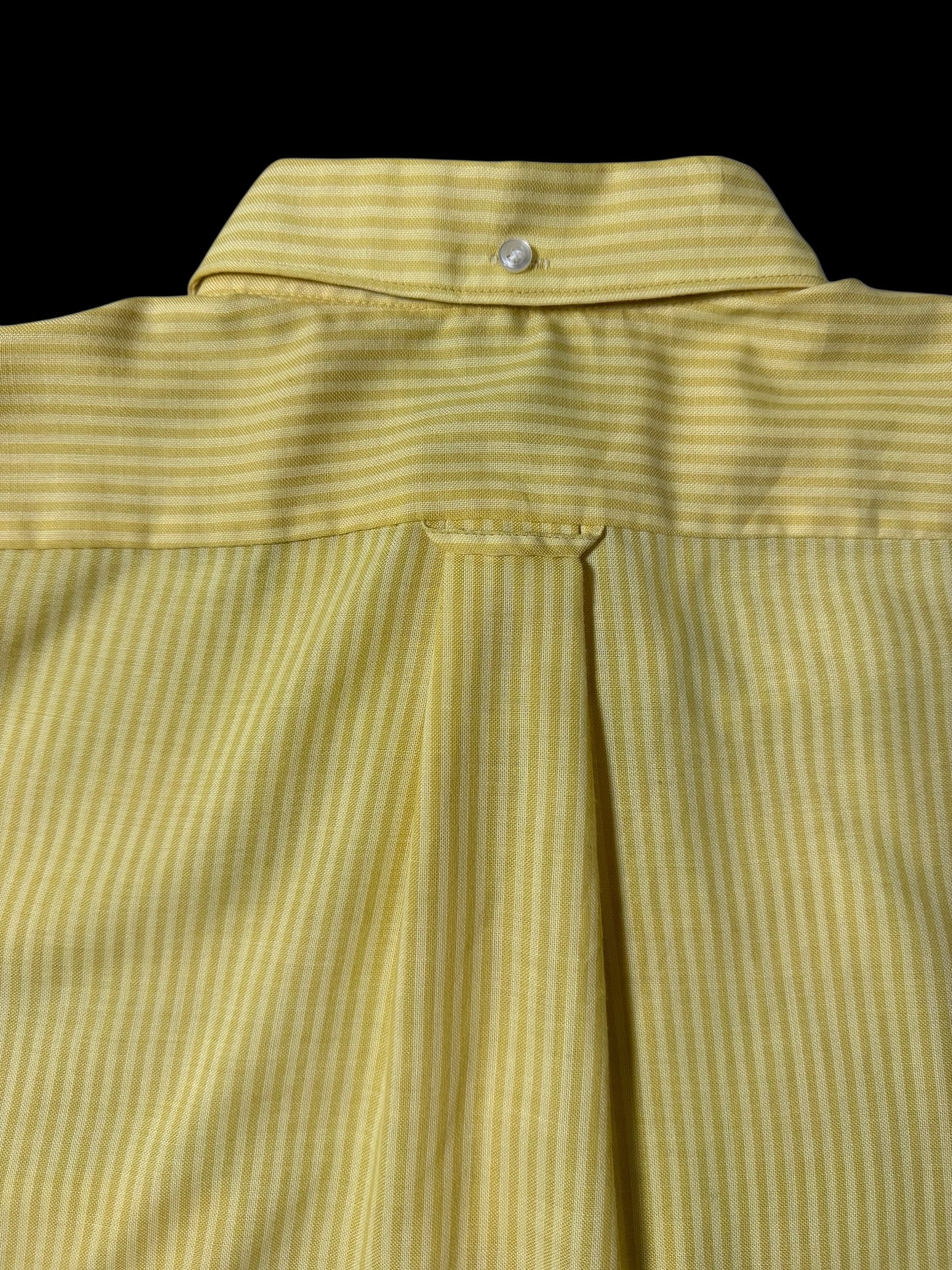 Vintage 1970s Kmart Permanent Press Button-Down Shirt Yellow Stripe
