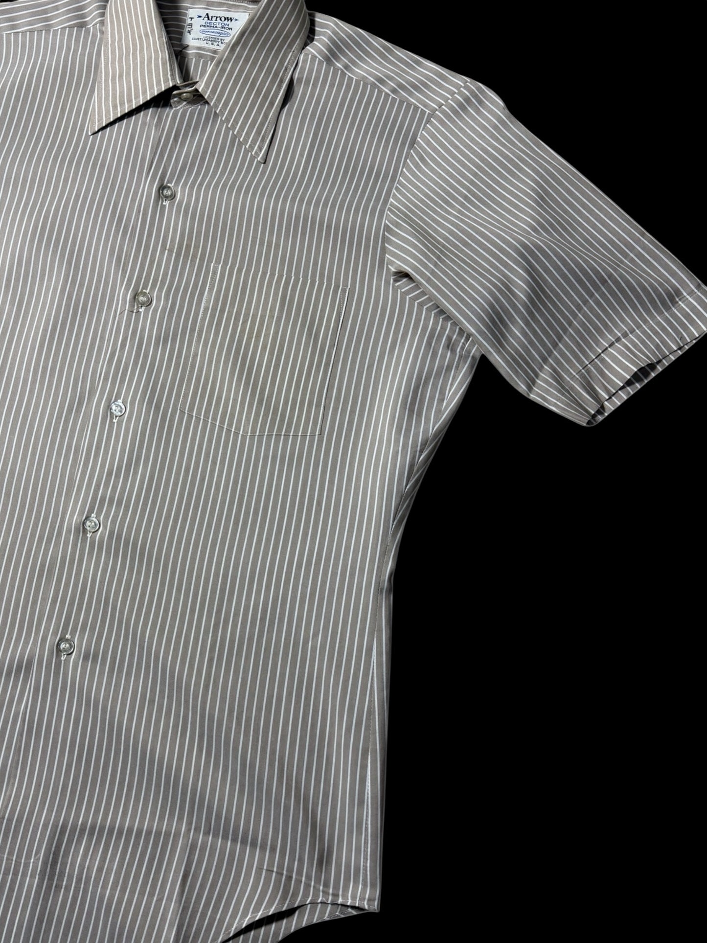 Vintage 1970s–80s Arrow Decton Perma-Iron Stripe Shirt USA