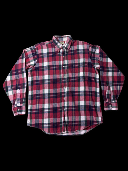 Vintage 1980s L.L.Bean Plaid Flannel Shirt Made in USA Button Down