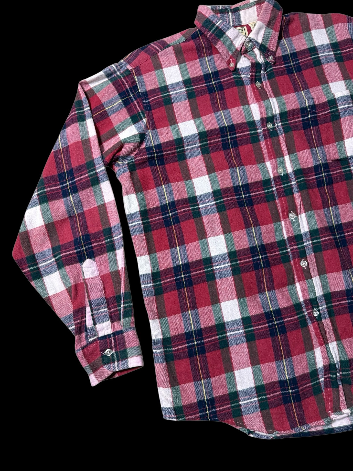 Vintage 1980s L.L.Bean Plaid Flannel Shirt Made in USA Button Down