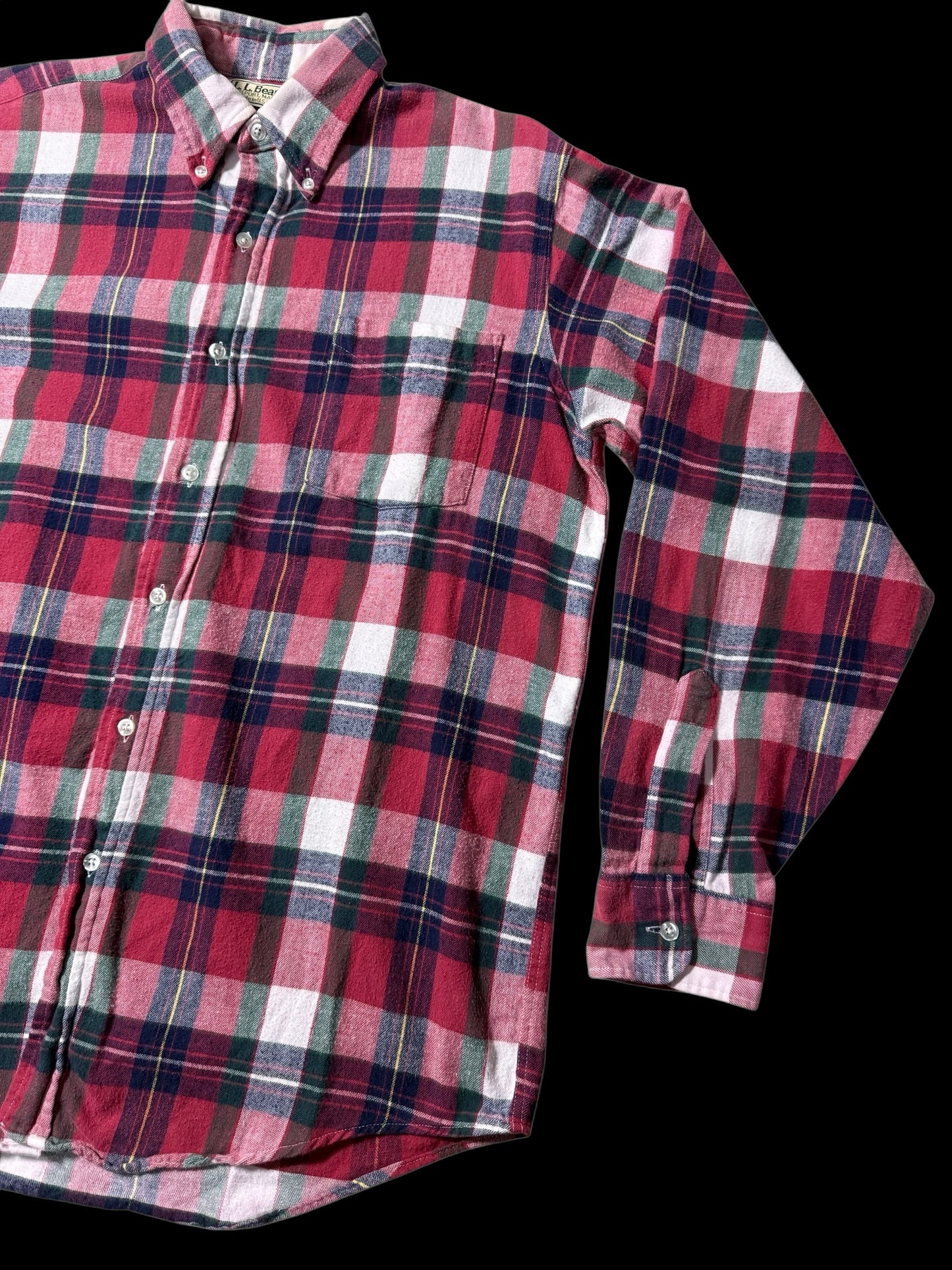 Vintage 1980s L.L.Bean Plaid Flannel Shirt Made in USA Button Down