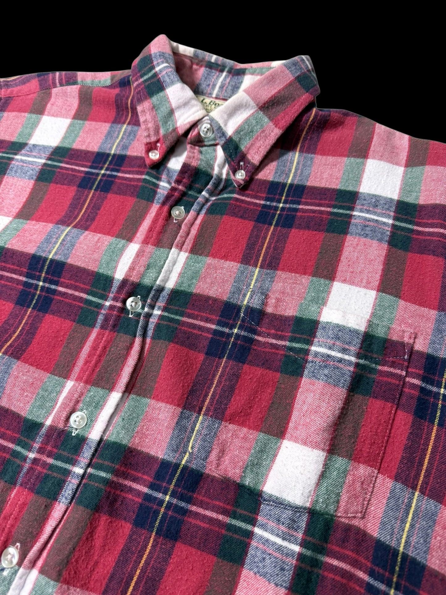 Vintage 1980s L.L.Bean Plaid Flannel Shirt Made in USA Button Down