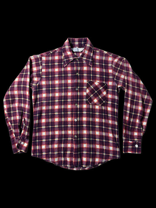 Vintage 1970s Prest-Rite Plaid Flannel Shirt Permanent Press USA Made