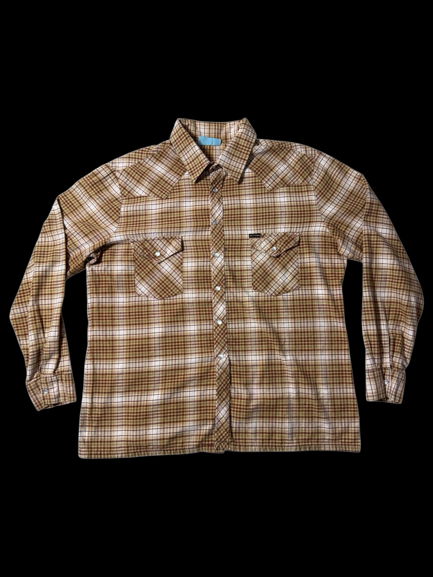 Vintage 1990s Raw Hide Western Plaid Snap Button Shirt