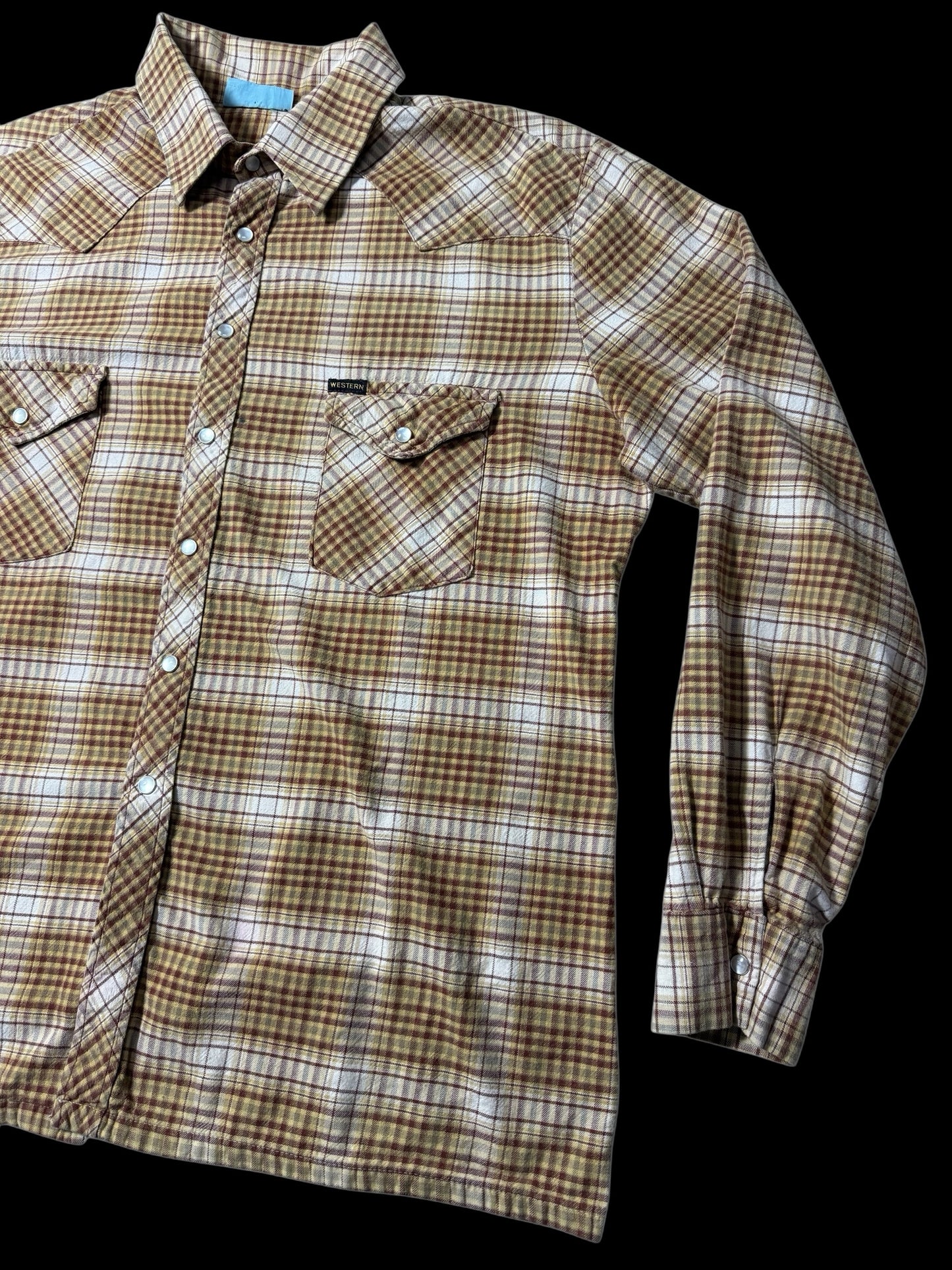 Vintage 1990s Raw Hide Western Plaid Snap Button Shirt