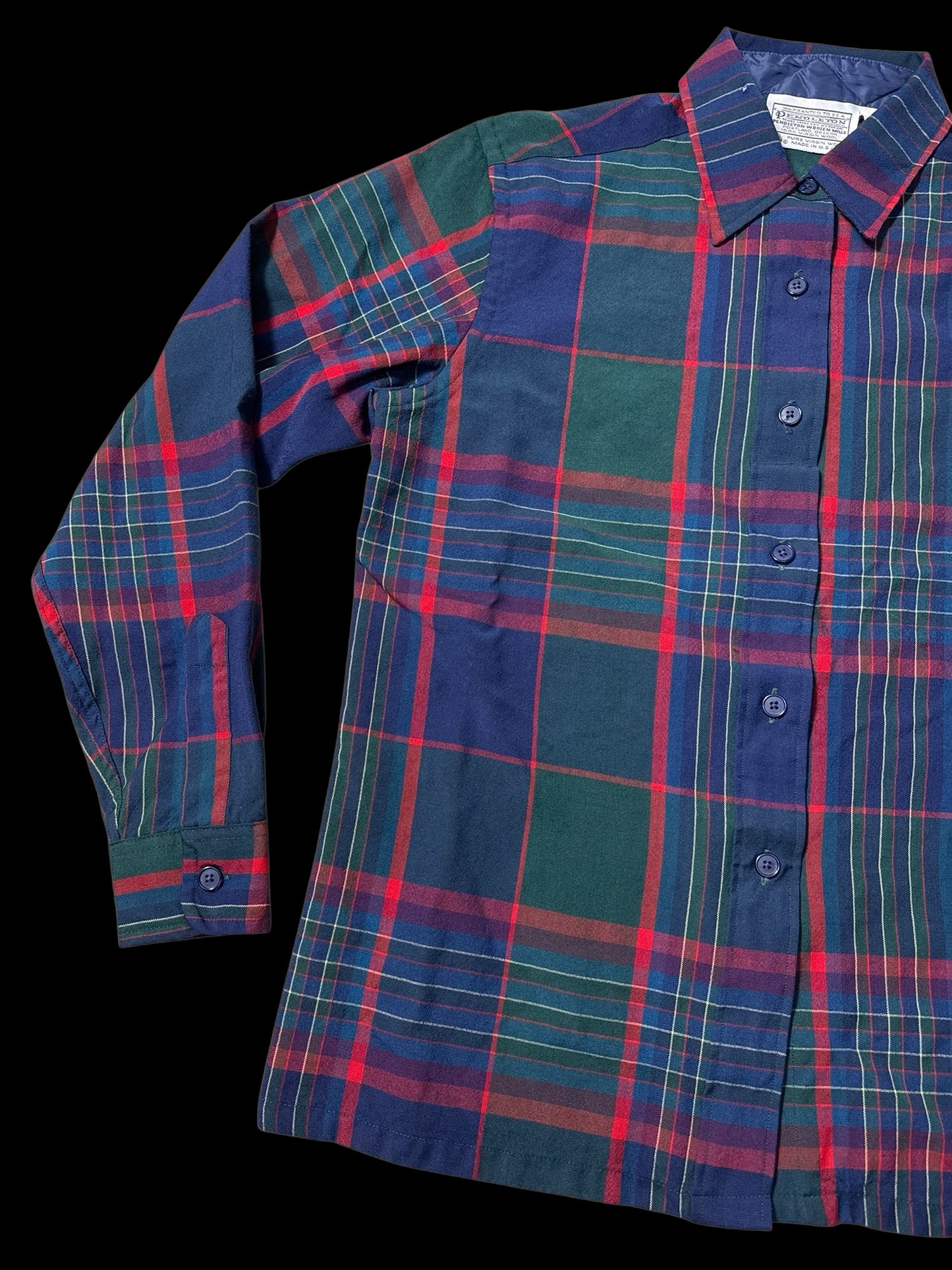 Vintage 1980s Pendleton Plaid Wool Shirt Made in USA
