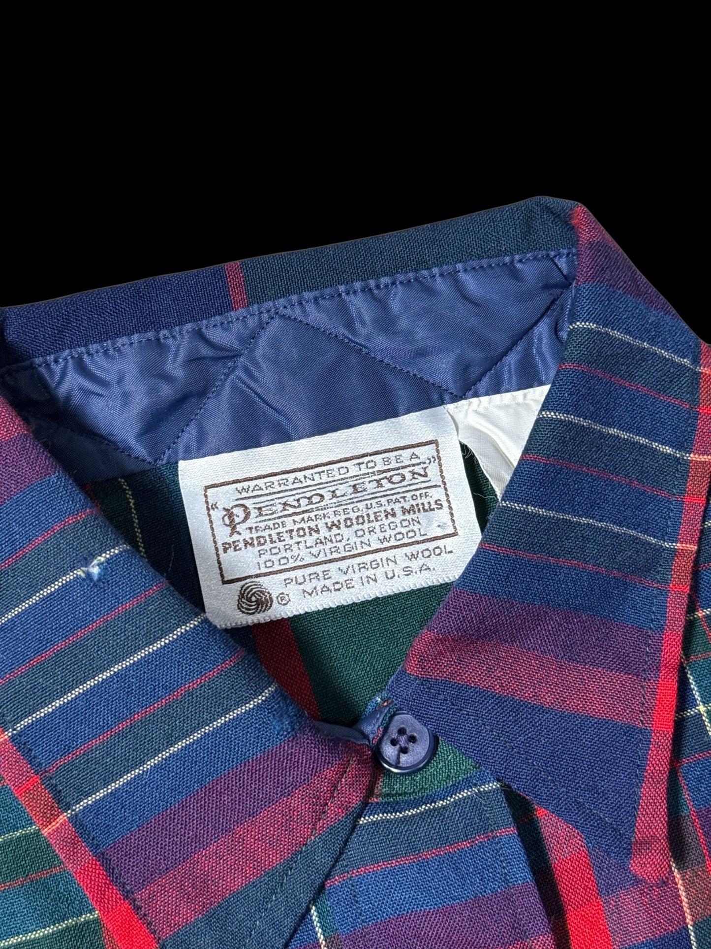 Vintage 1980s Pendleton Plaid Wool Shirt Made in USA
