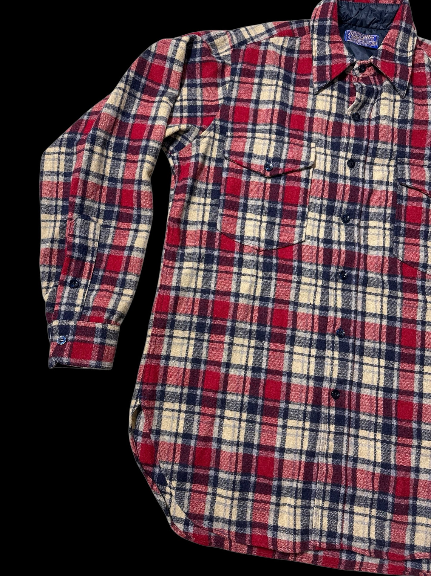 Vintage 1980s Pendleton Plaid Wool Flannel Shirt USA Made