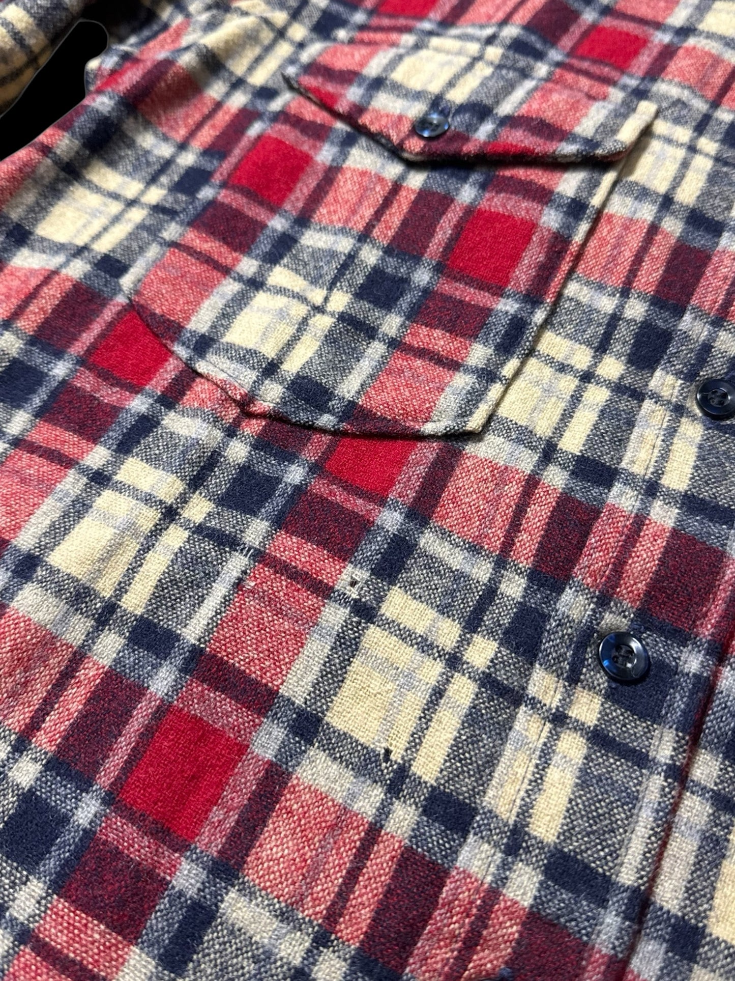 Vintage 1980s Pendleton Plaid Wool Flannel Shirt USA Made