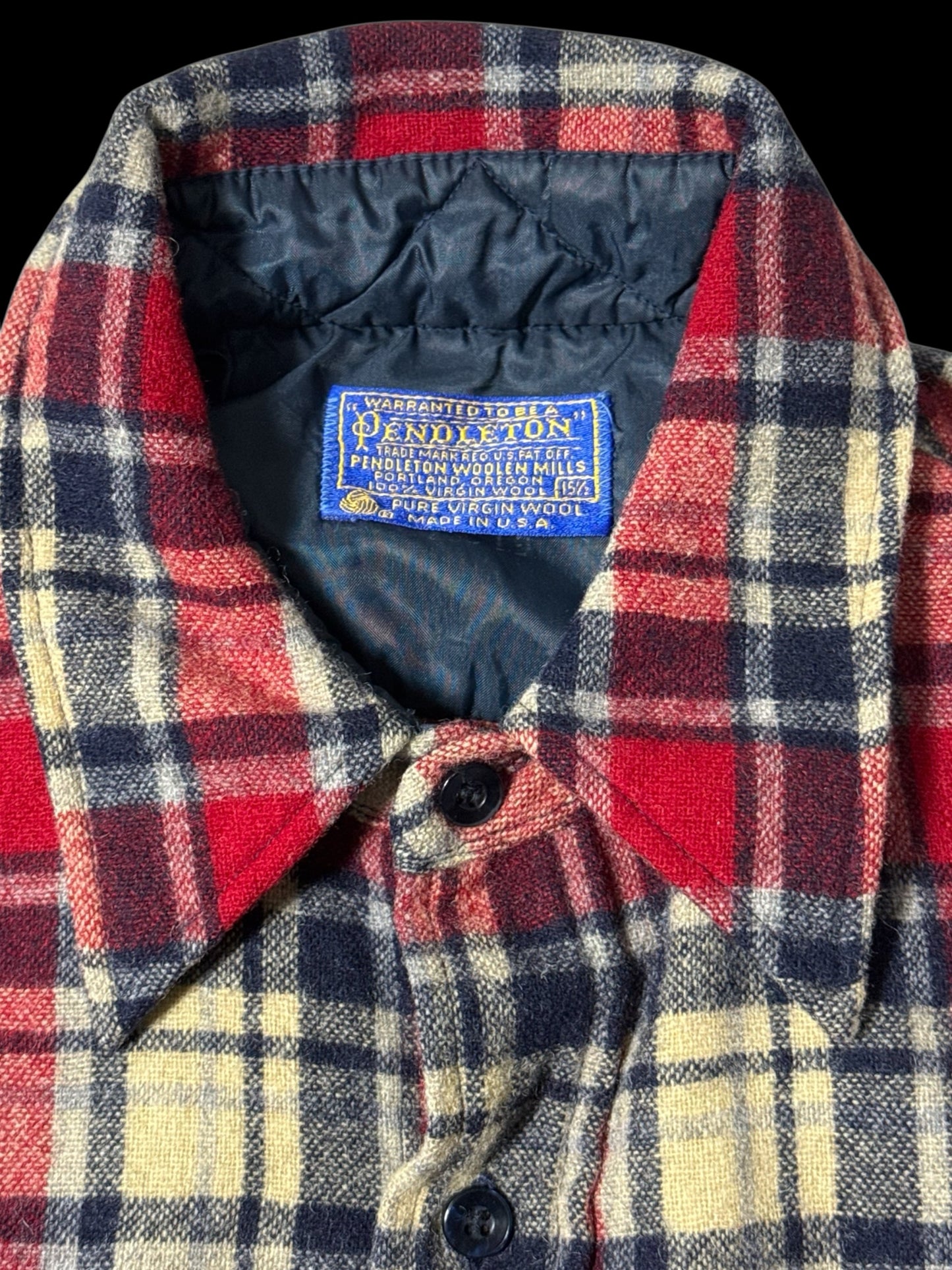 Vintage 1980s Pendleton Plaid Wool Flannel Shirt USA Made