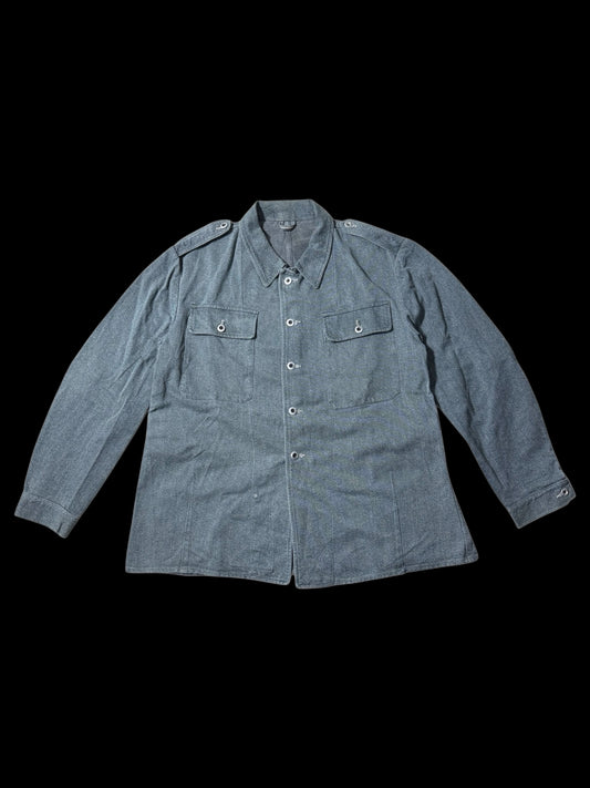 Vintage 1960s-70s European Military Style Work Jacket Grey Denim