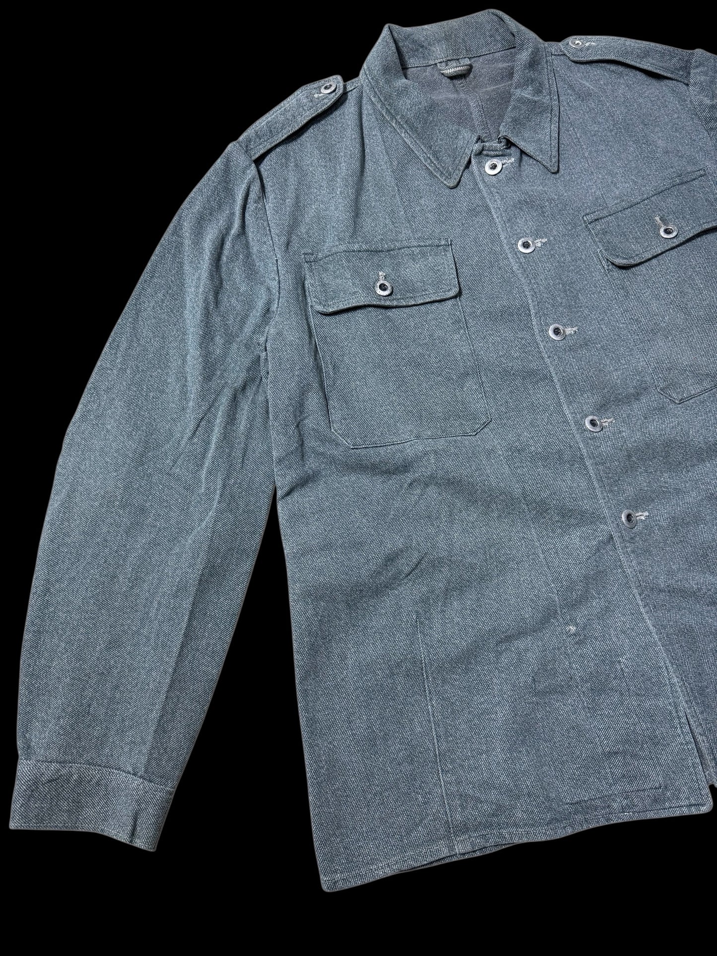 Vintage 1960s-70s European Military Style Work Jacket Grey Denim