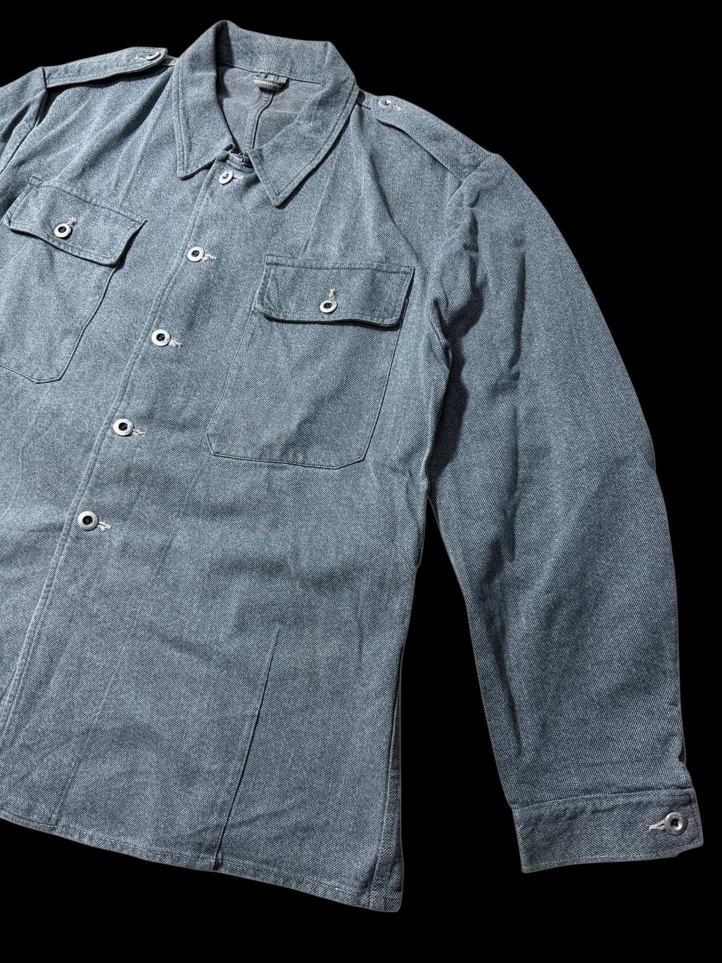 Vintage 1960s-70s European Military Style Work Jacket Grey Denim