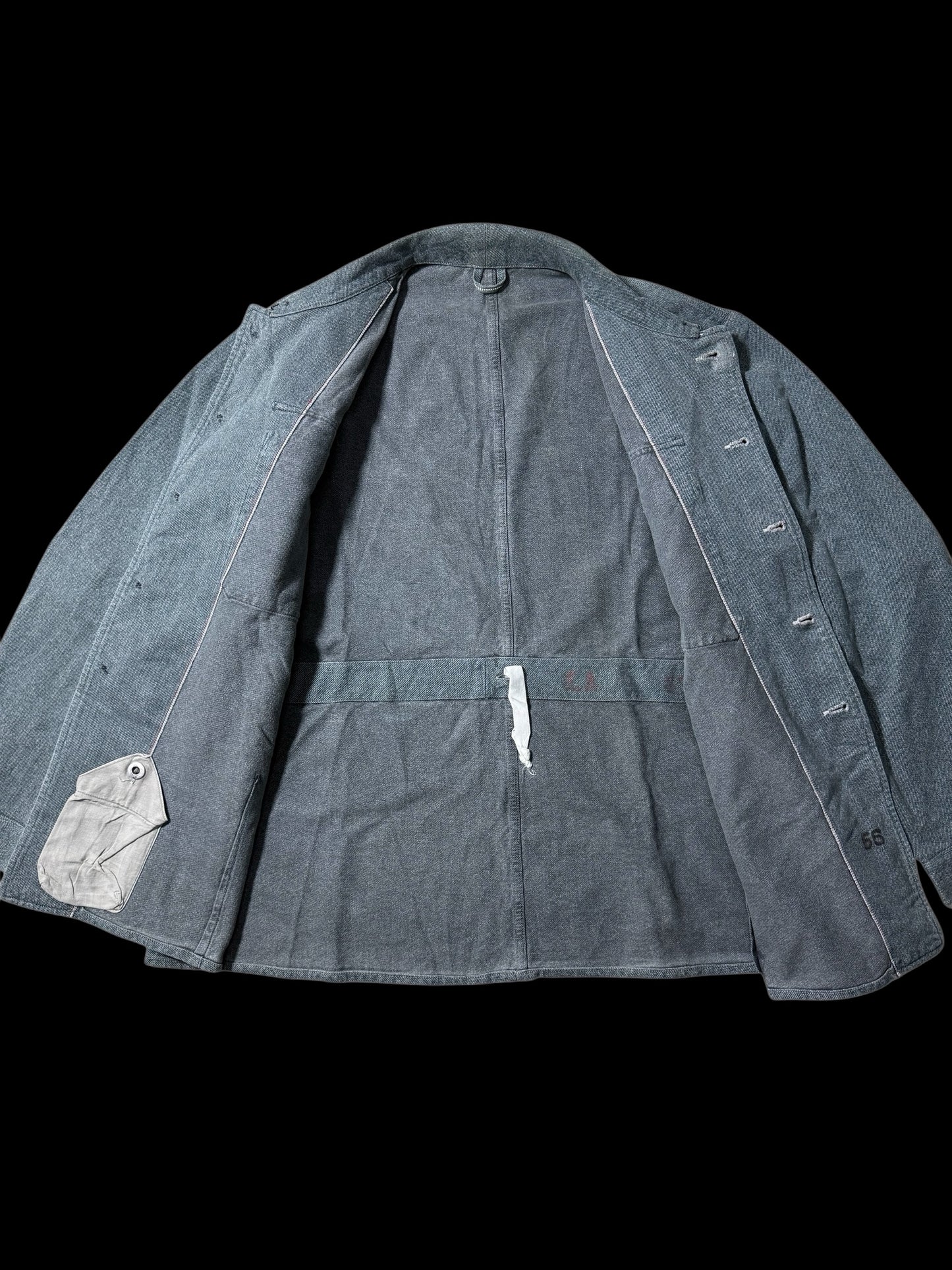 Vintage 1960s-70s European Military Style Work Jacket Grey Denim