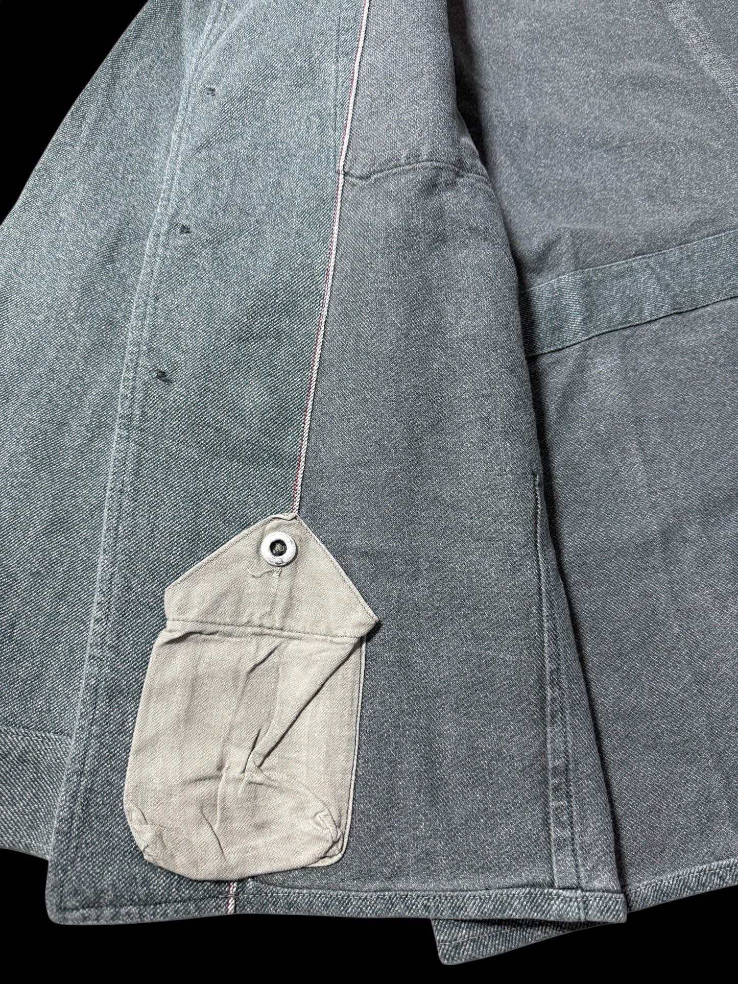 Vintage 1960s-70s European Military Style Work Jacket Grey Denim