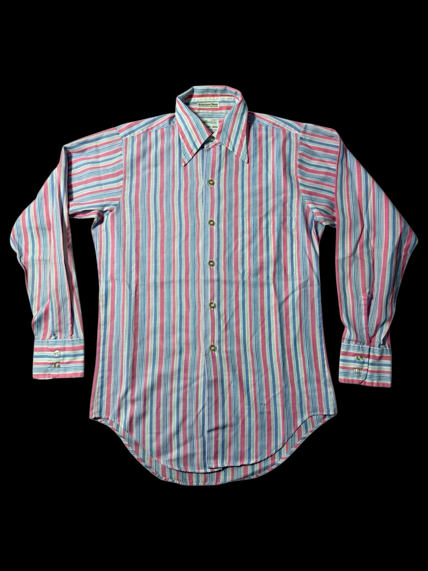 Vintage 1970s–80s Beeline Permanent Press Stripe Shirt Made In Usa