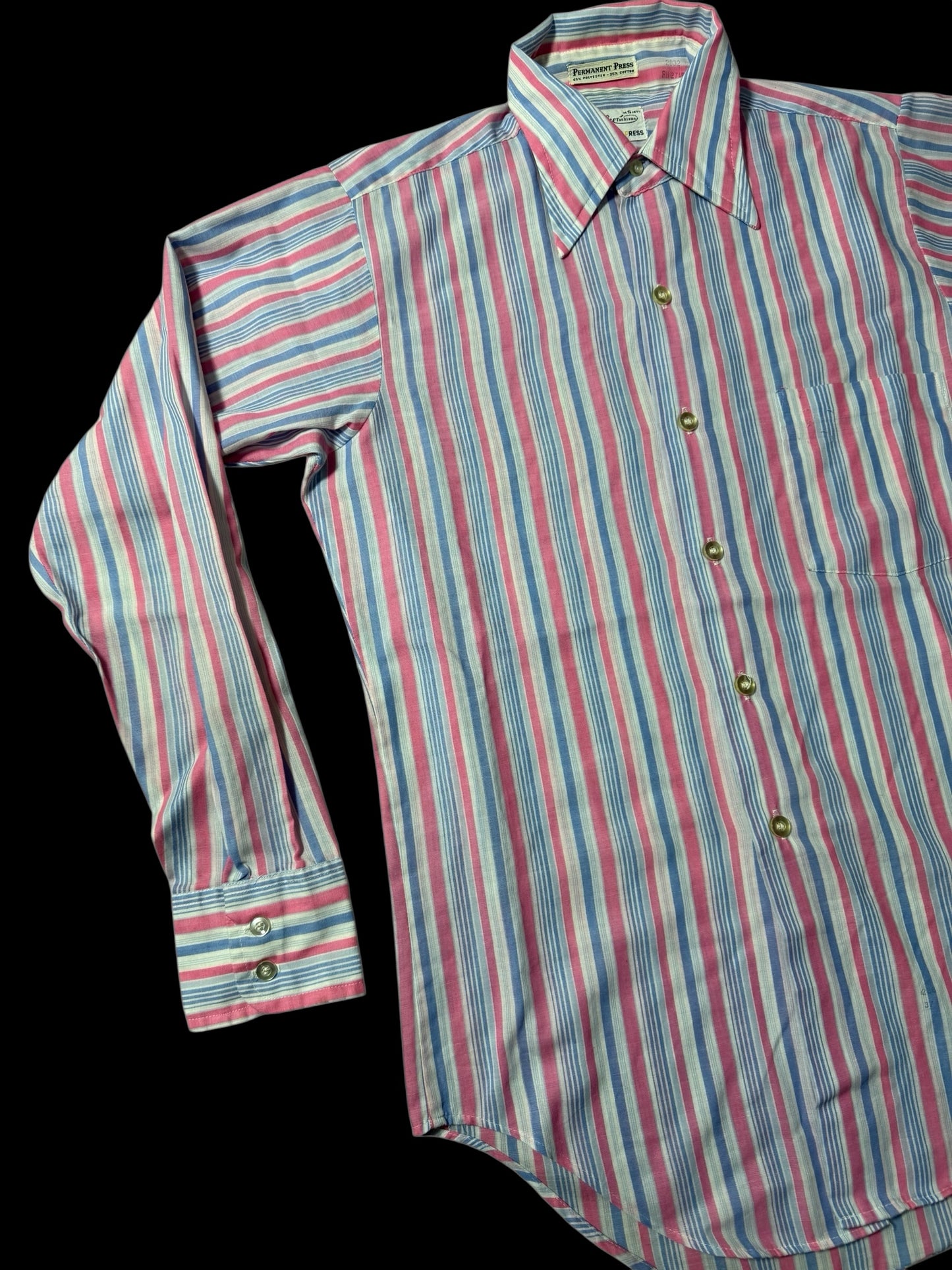 Vintage 1970s–80s Beeline Permanent Press Stripe Shirt Made In Usa
