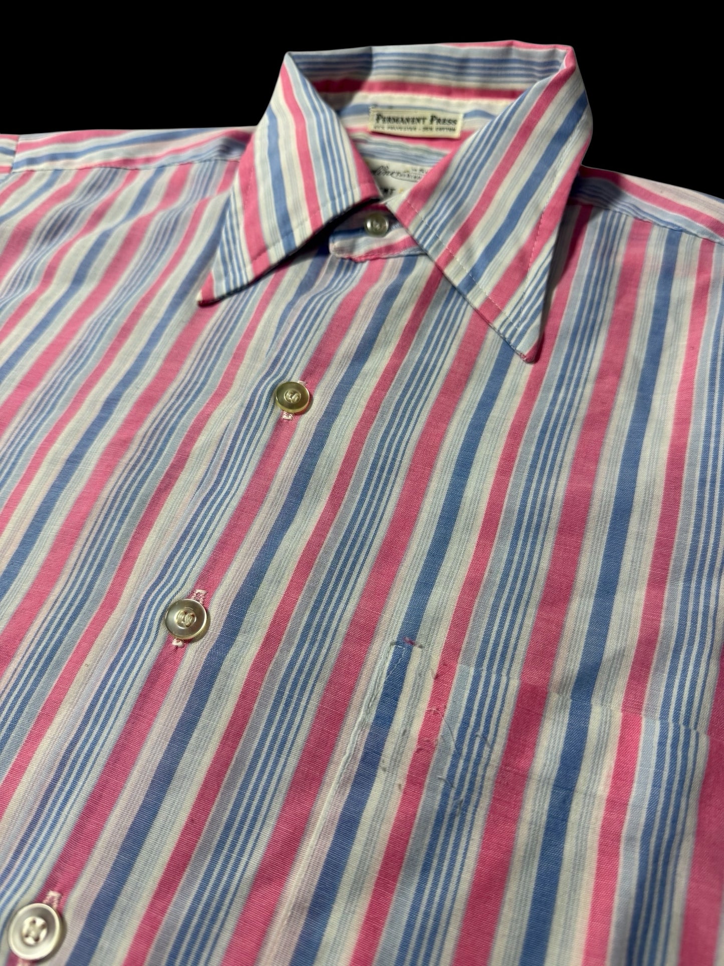 Vintage 1970s–80s Beeline Permanent Press Stripe Shirt Made In Usa