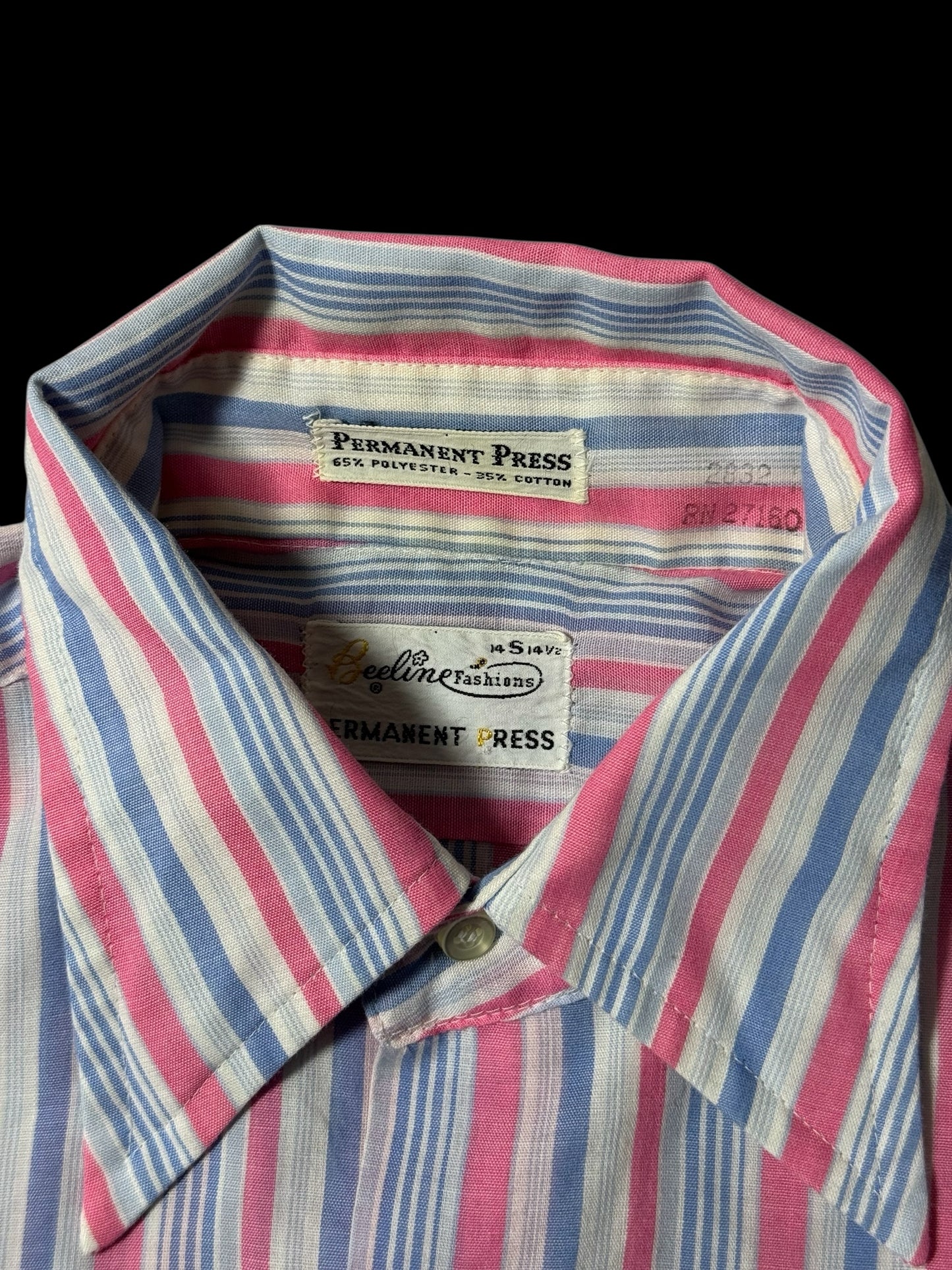 Vintage 1970s–80s Beeline Permanent Press Stripe Shirt Made In Usa