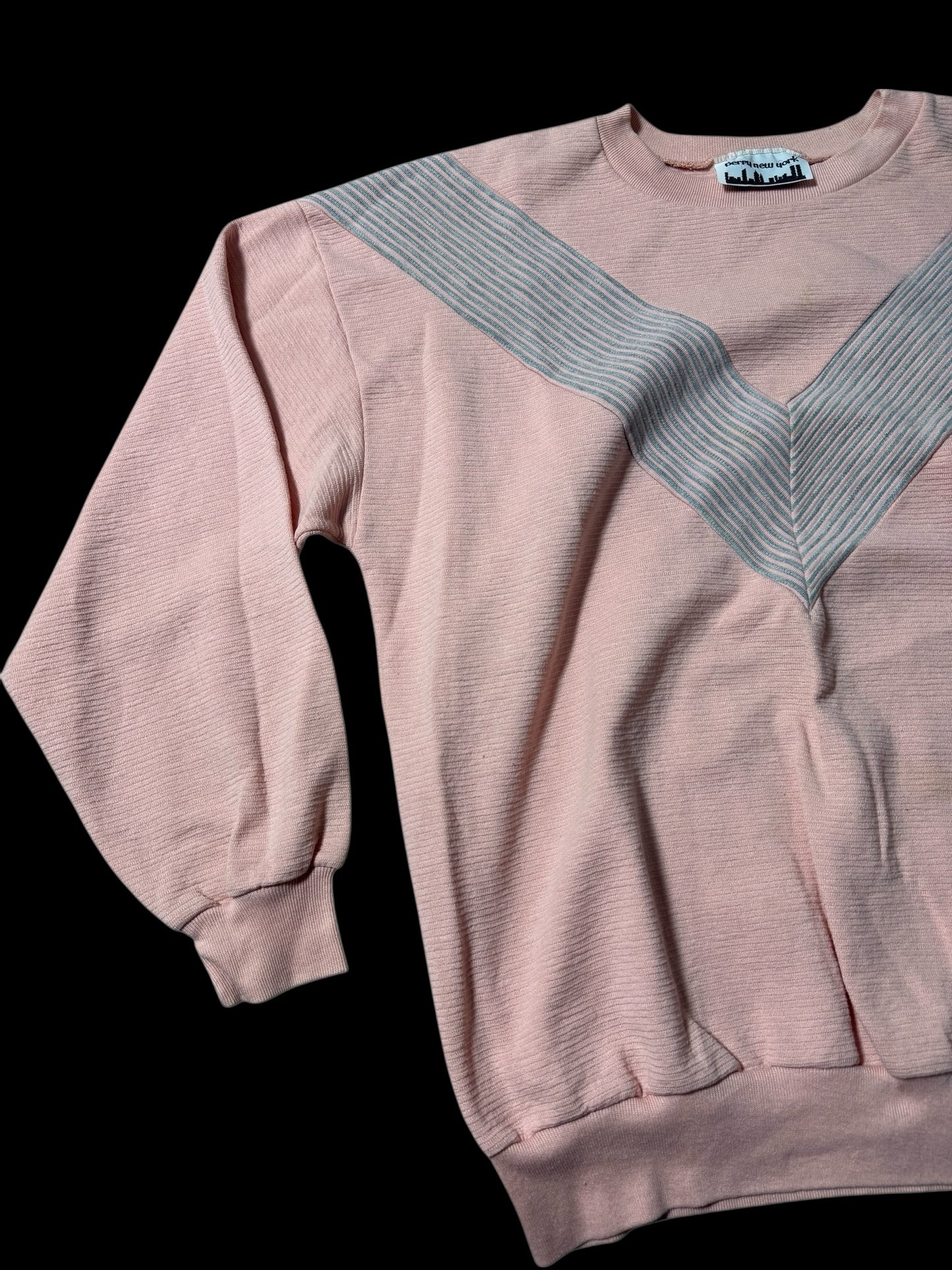 Vintage Perry New York V-Stripe Crewneck Sweatshirt USA Made