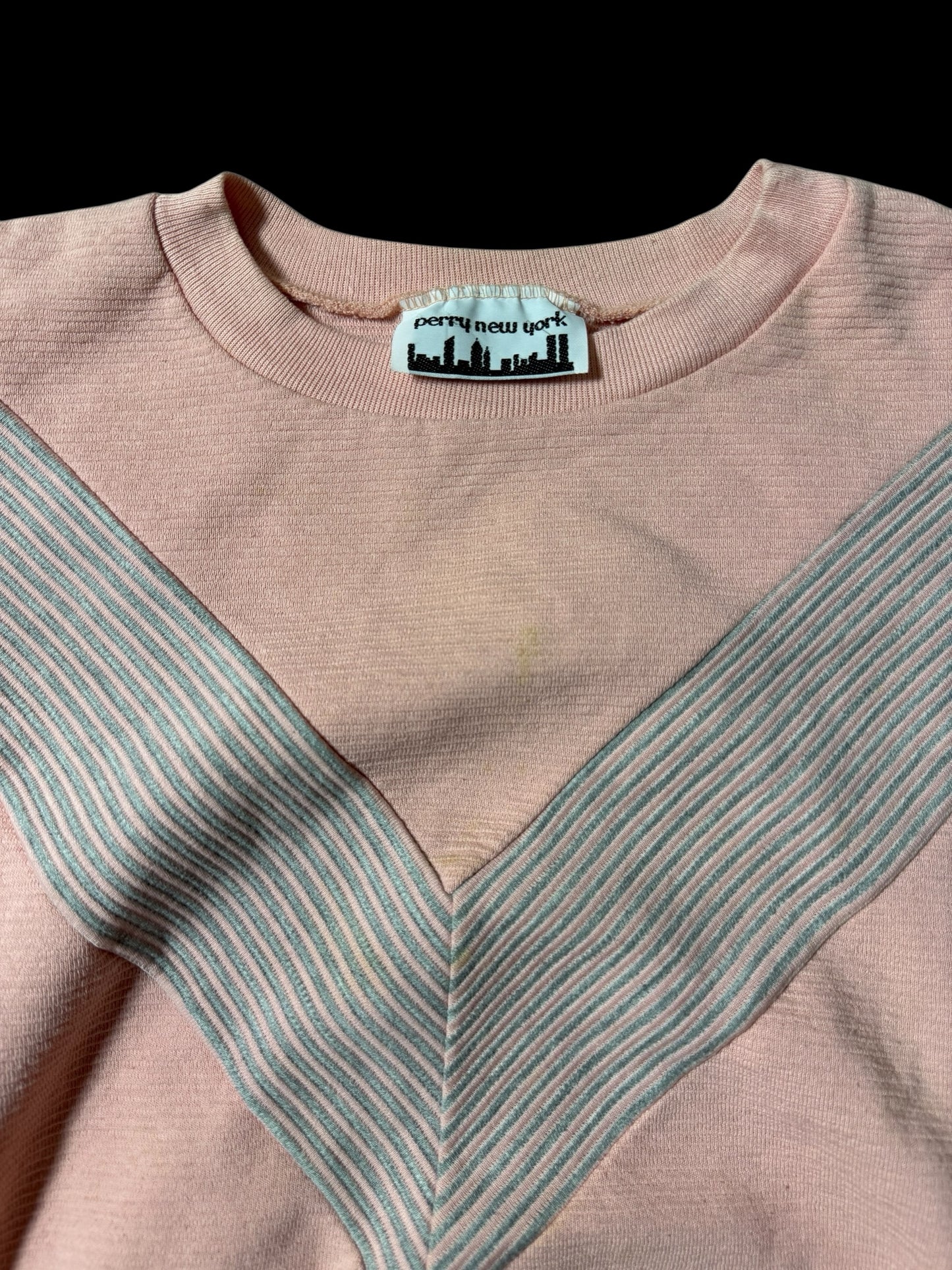 Vintage Perry New York V-Stripe Crewneck Sweatshirt USA Made