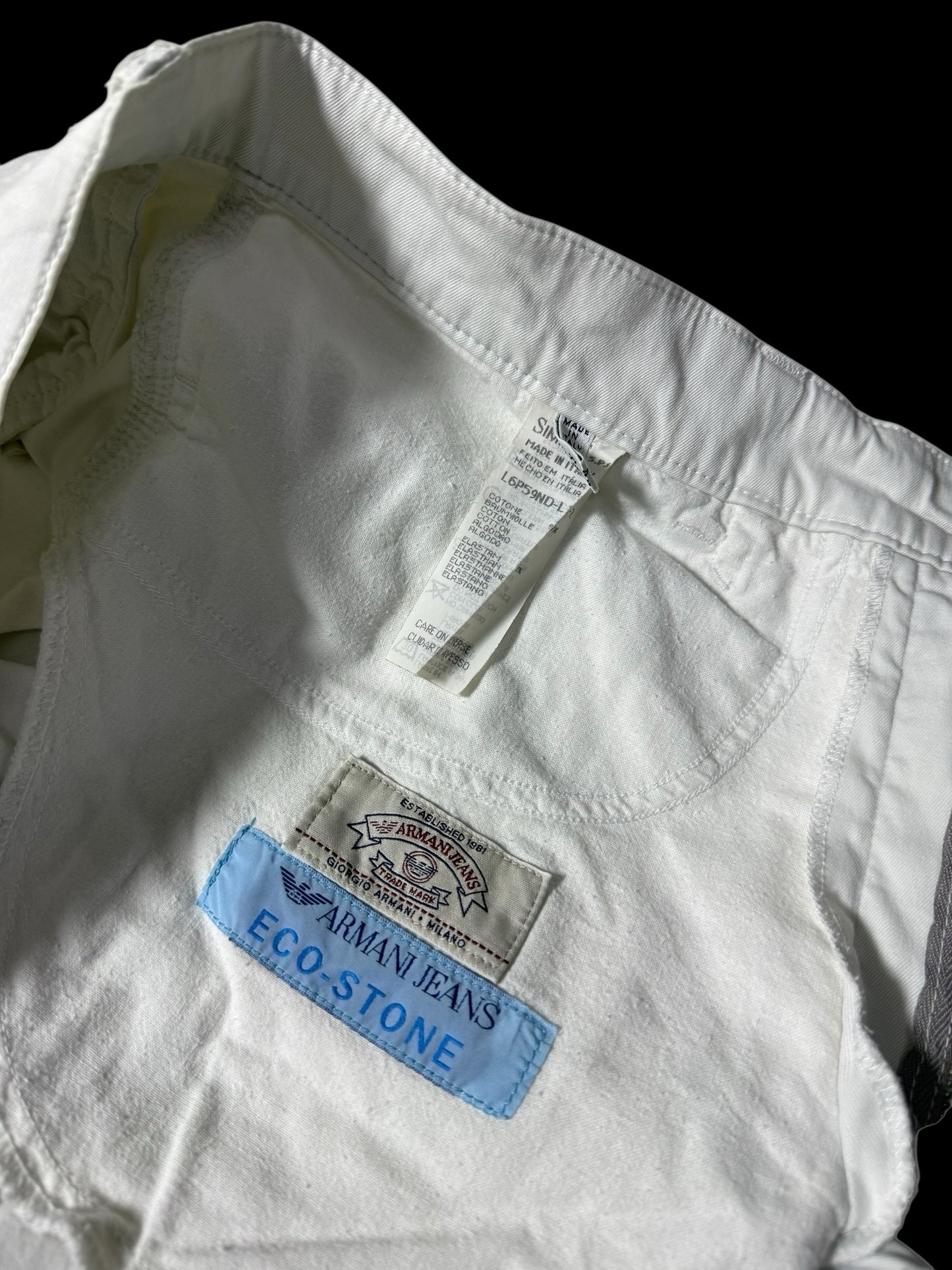 Vintage Armani Jeans Eco-Stone Cotton Trousers Made in Italy 90s Designer