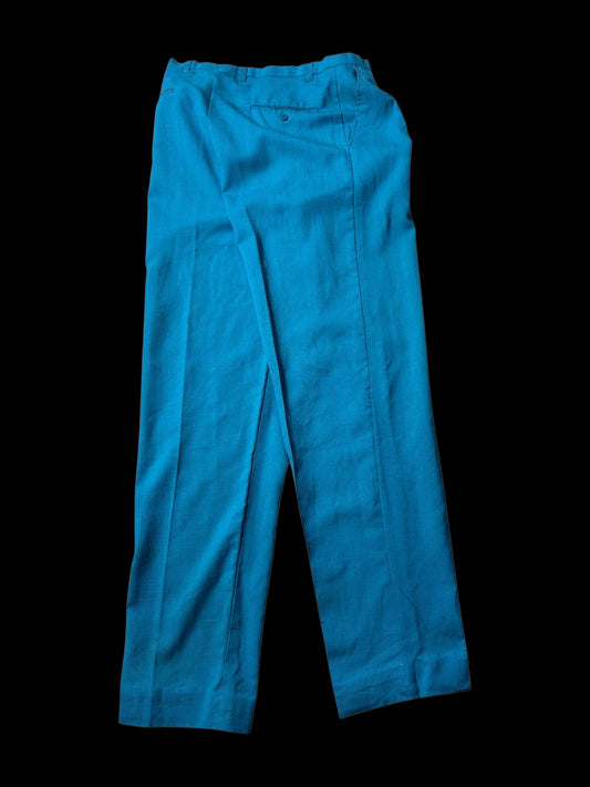 Vintage Cotler Pleated Trousers Teal Blue Classic American Slacks