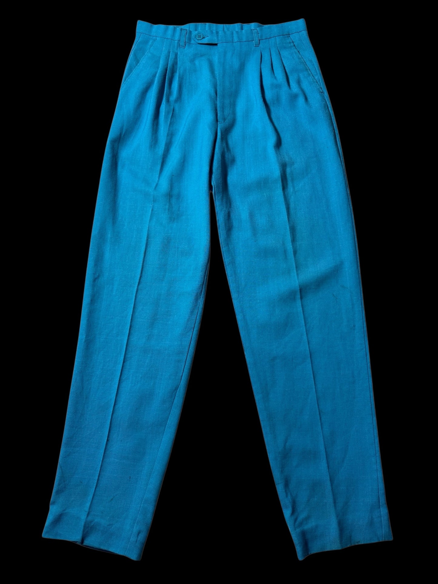 Vintage Cotler Pleated Trousers Teal Blue Classic American Slacks