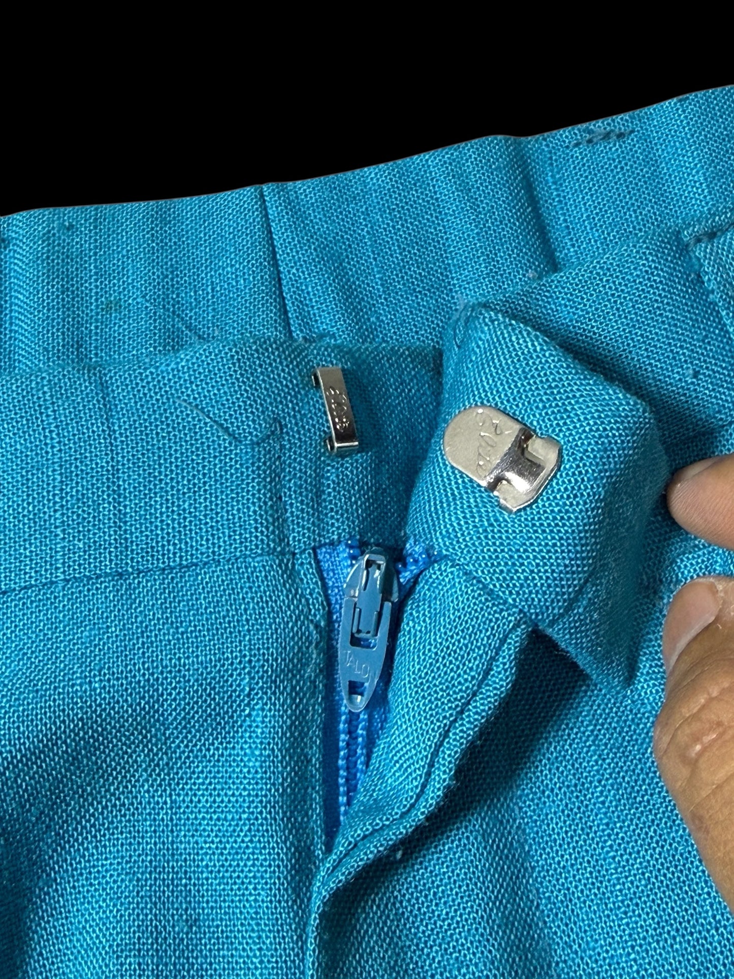 Vintage Cotler Pleated Trousers Teal Blue Classic American Slacks