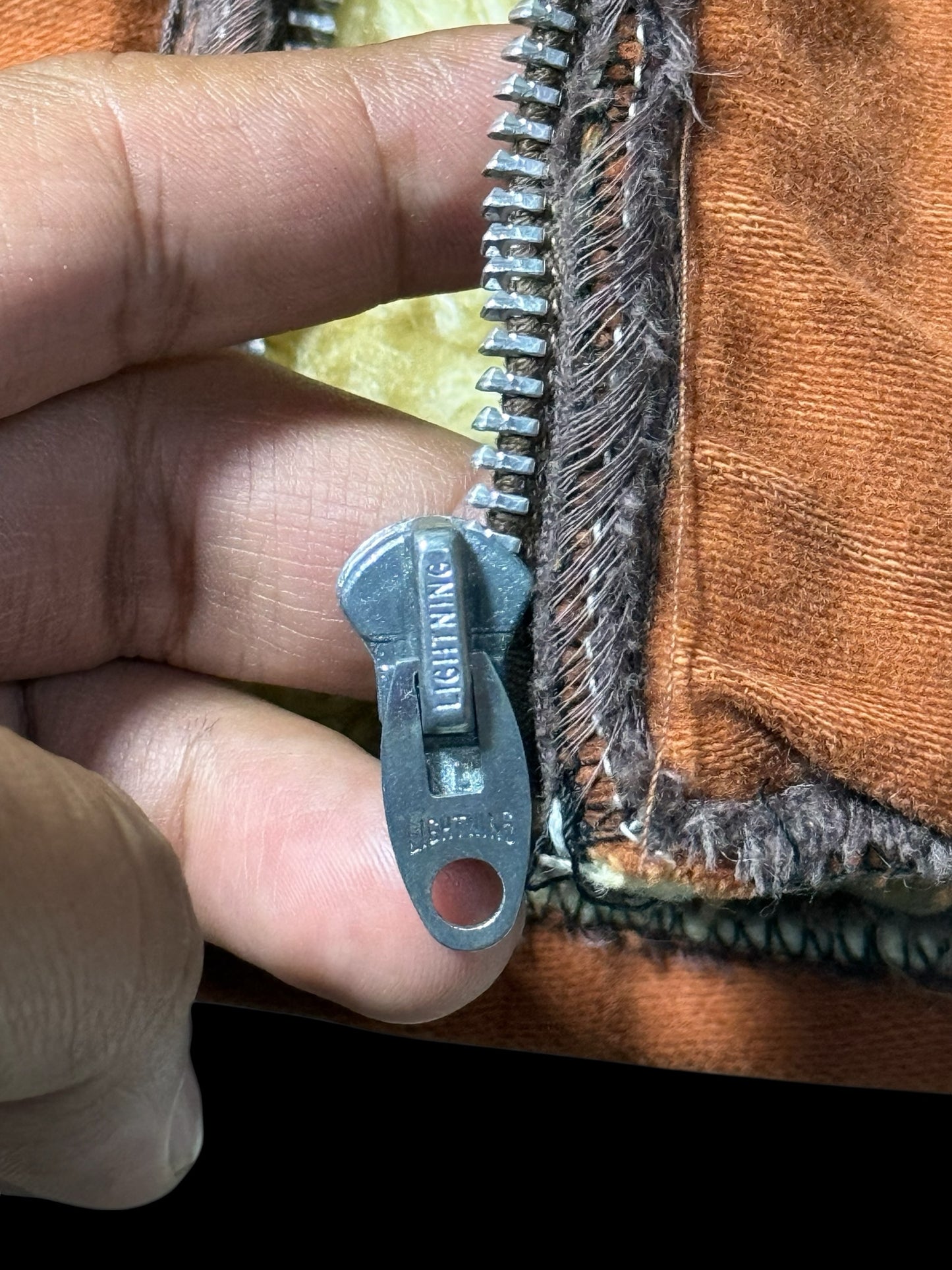 Vintage Shearling Lined Workwear Vest 1950s 1960s Brown Zip Front