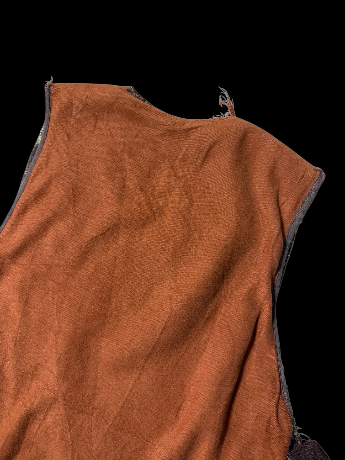 Vintage Shearling Lined Workwear Vest 1950s 1960s Brown Zip Front