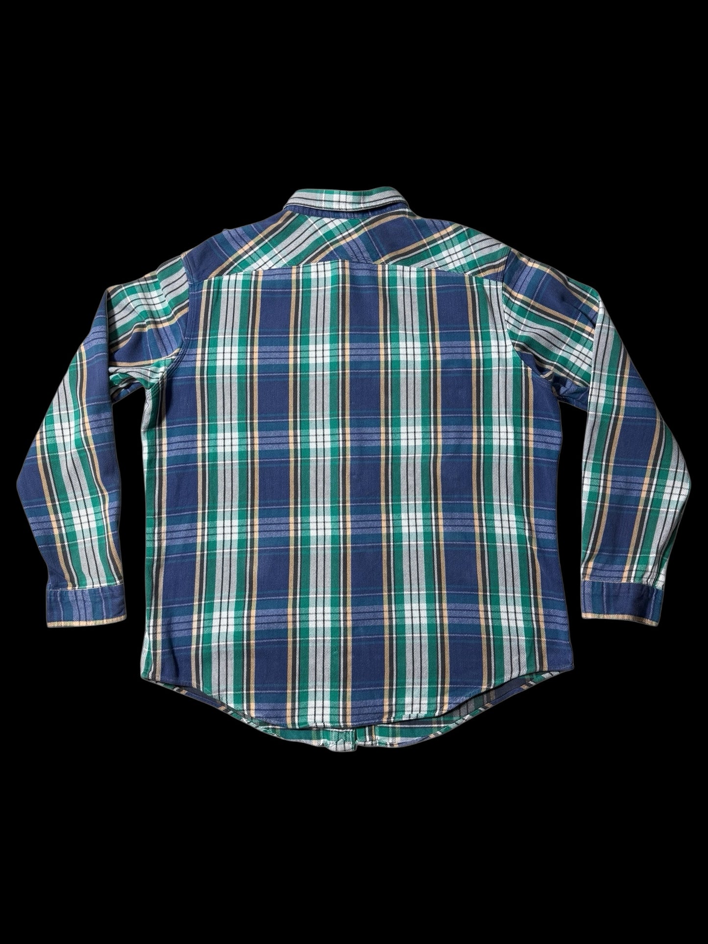 Vintage Polo Ralph Lauren Blue Green Plaid Flannel Shirt