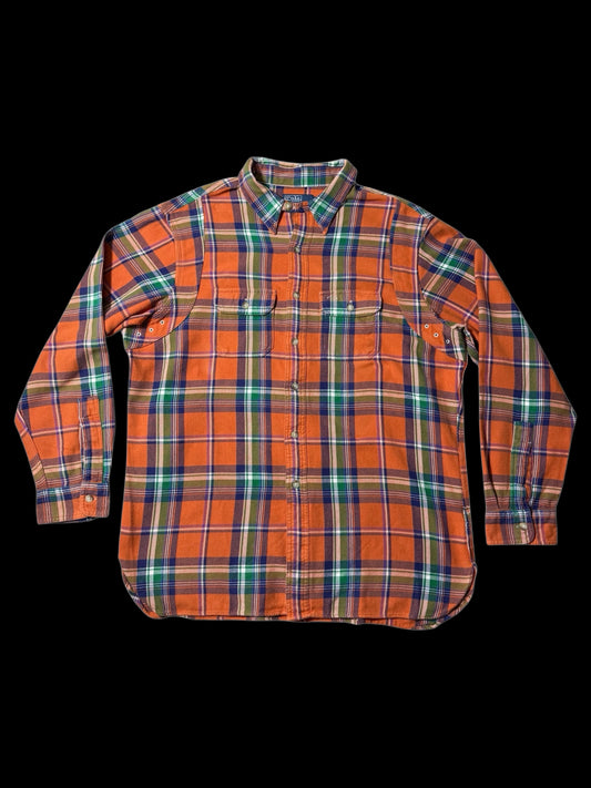 Vintage Polo Ralph Lauren Orange Plaid Flannel Shirt