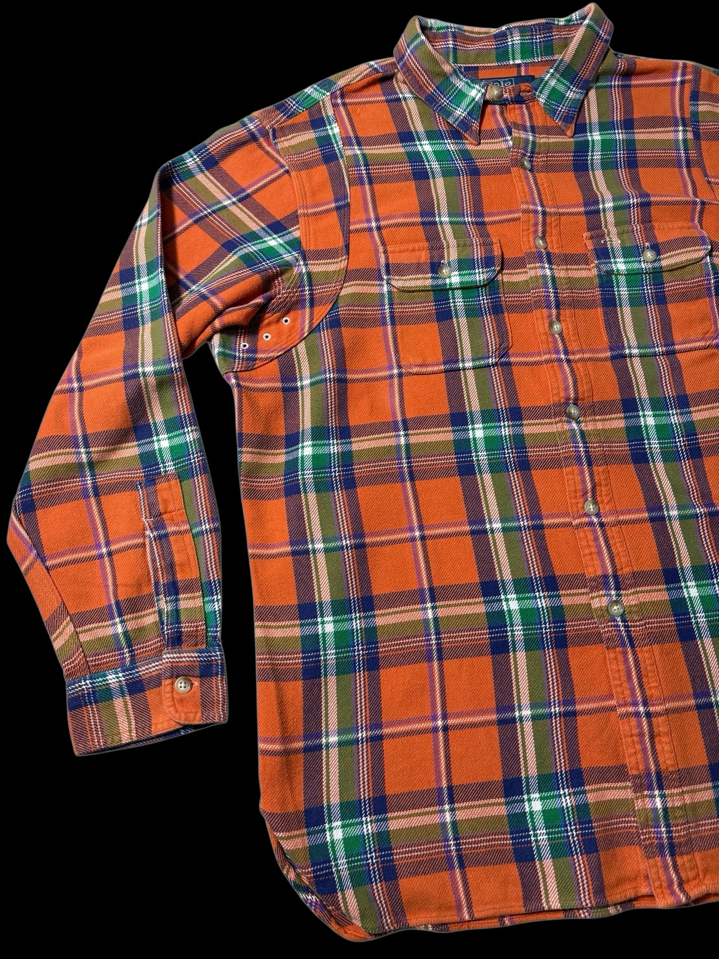 Vintage Polo Ralph Lauren Orange Plaid Flannel Shirt
