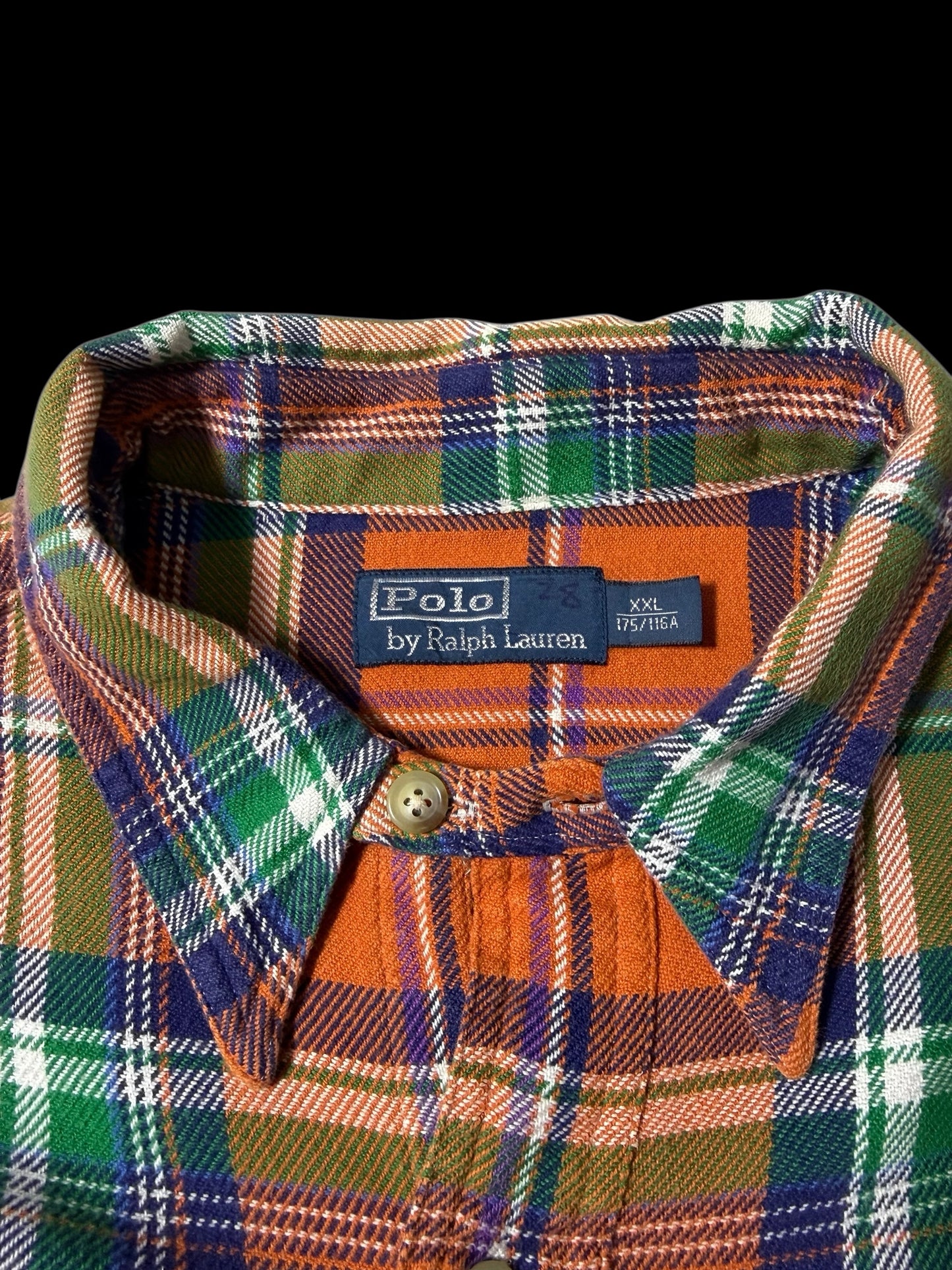 Vintage Polo Ralph Lauren Orange Plaid Flannel Shirt