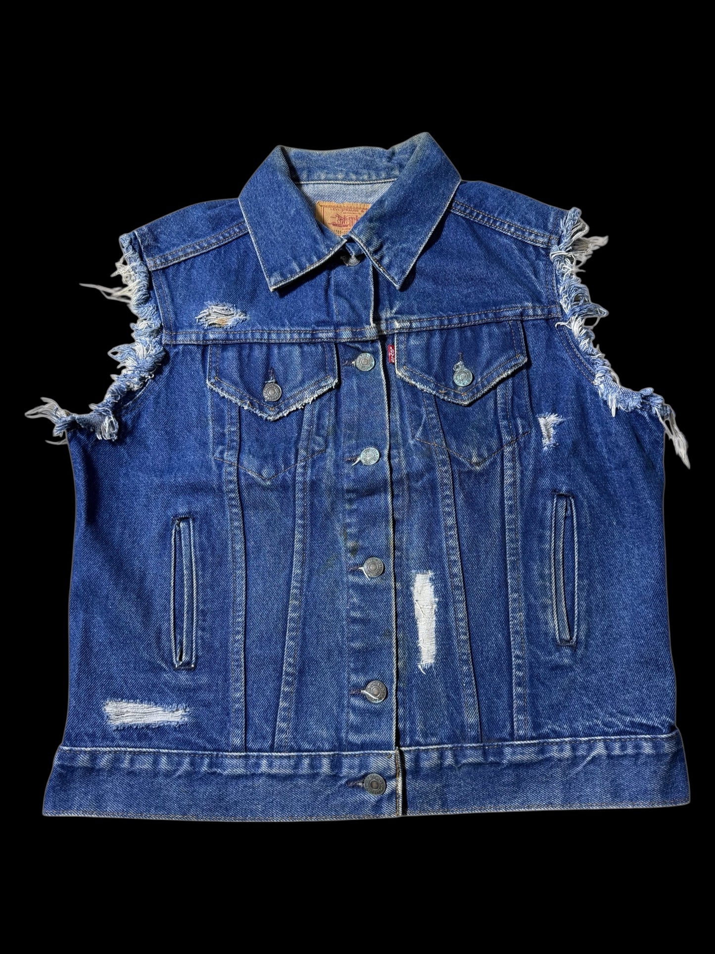 Vintage Levis 76581-0214 Custom Cut Off Denim Jacket