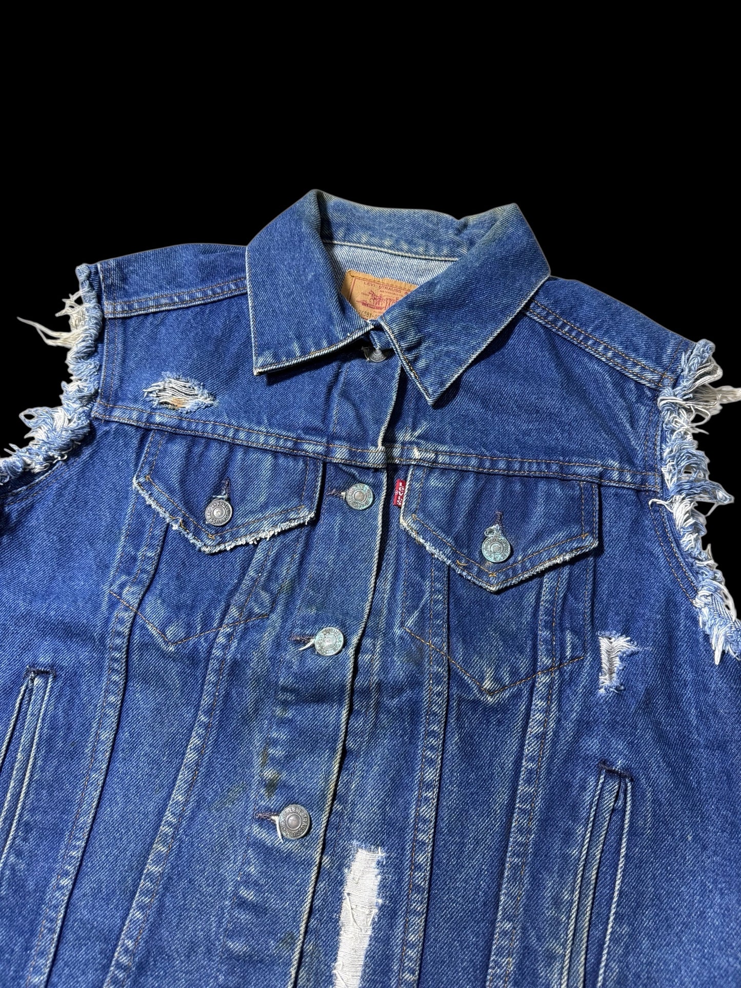 Vintage Levis 76581-0214 Custom Cut Off Denim Jacket
