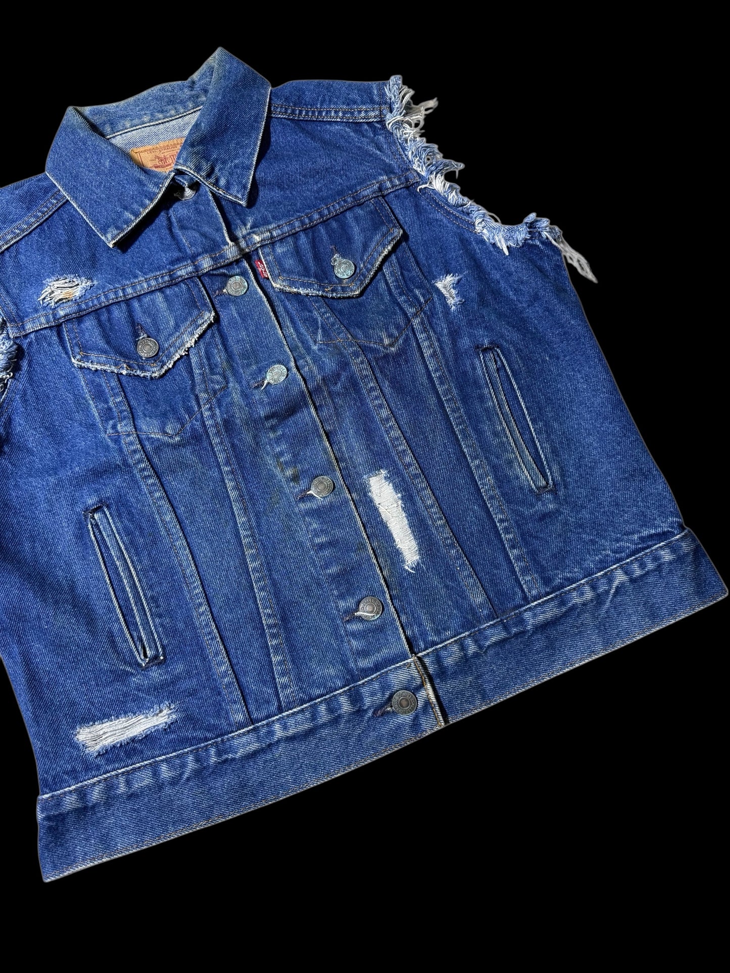 Vintage Levis 76581-0214 Custom Cut Off Denim Jacket