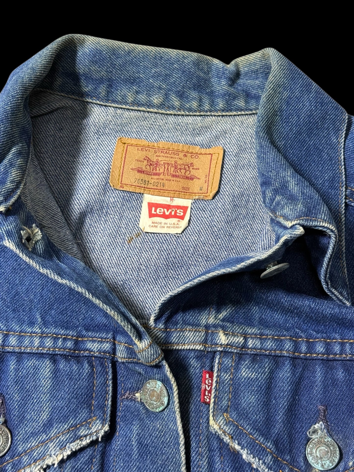 Vintage Levis 76581-0214 Custom Cut Off Denim Jacket