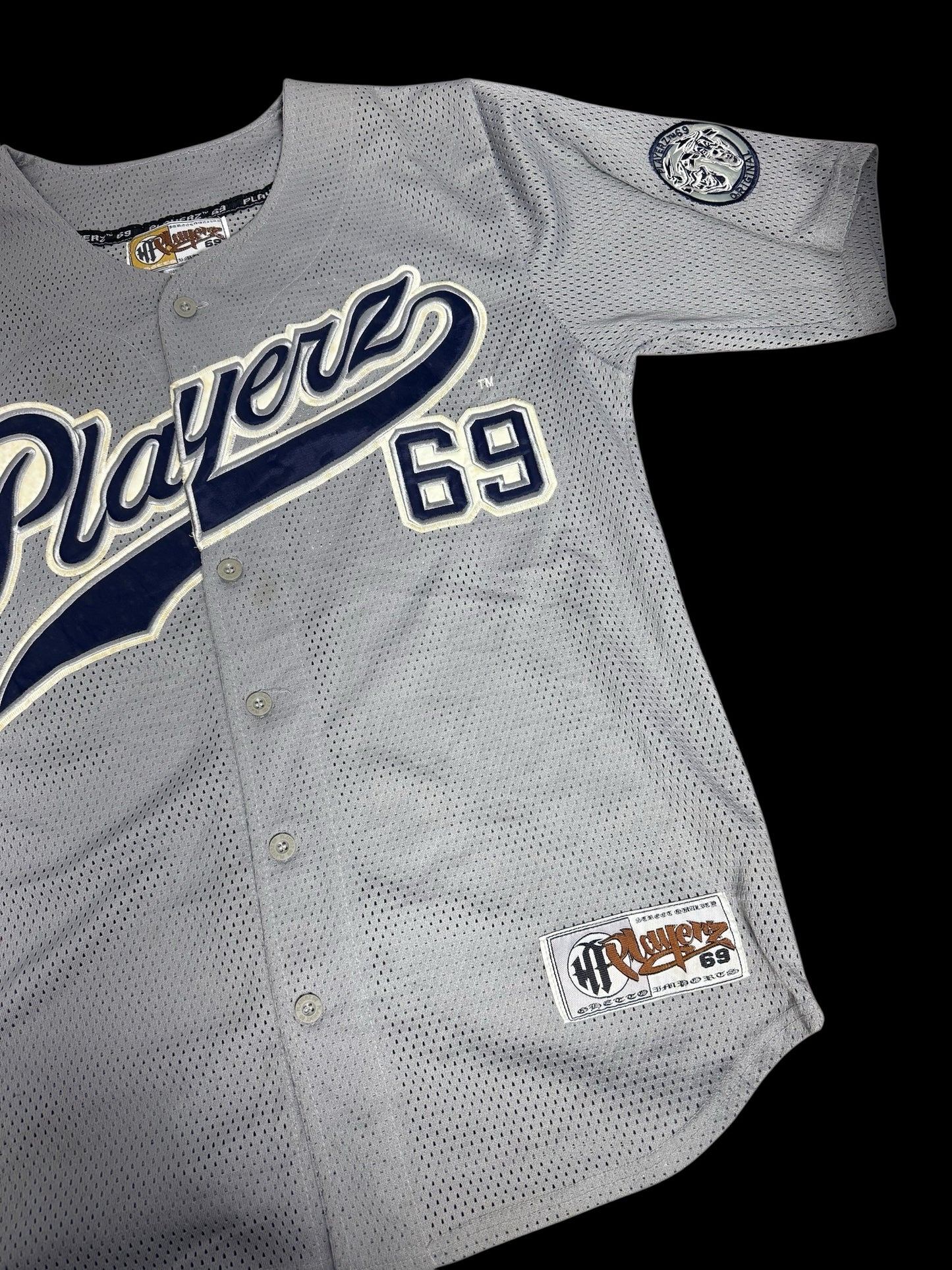 Vintage Y2K Playerz 69 Baseball Jersey Shirt Mesh Streetwear
