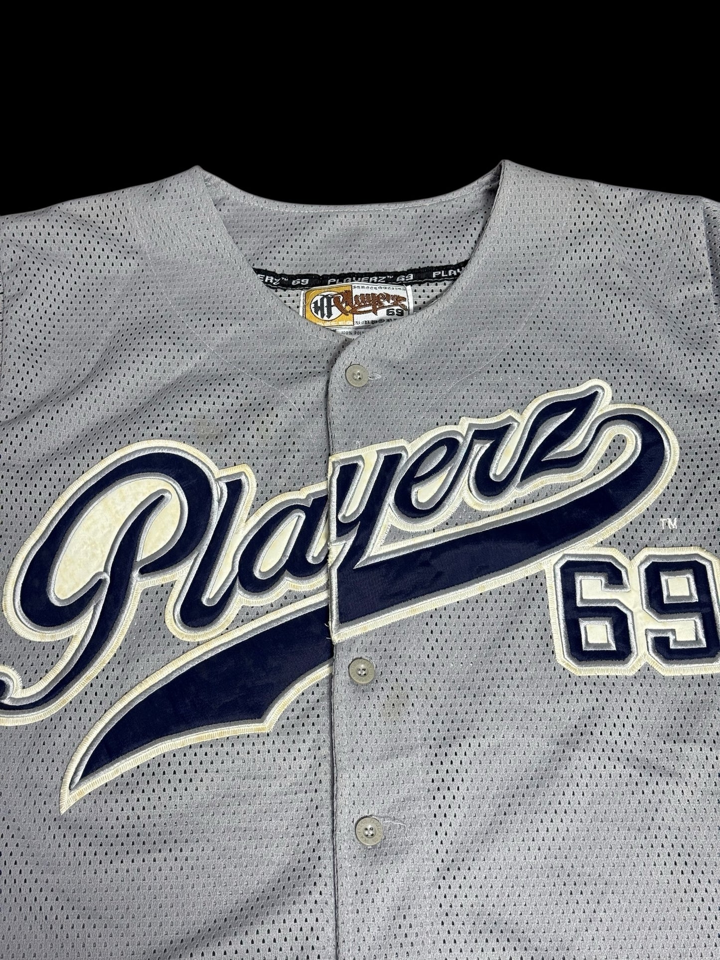 Vintage Y2K Playerz 69 Baseball Jersey Shirt Mesh Streetwear