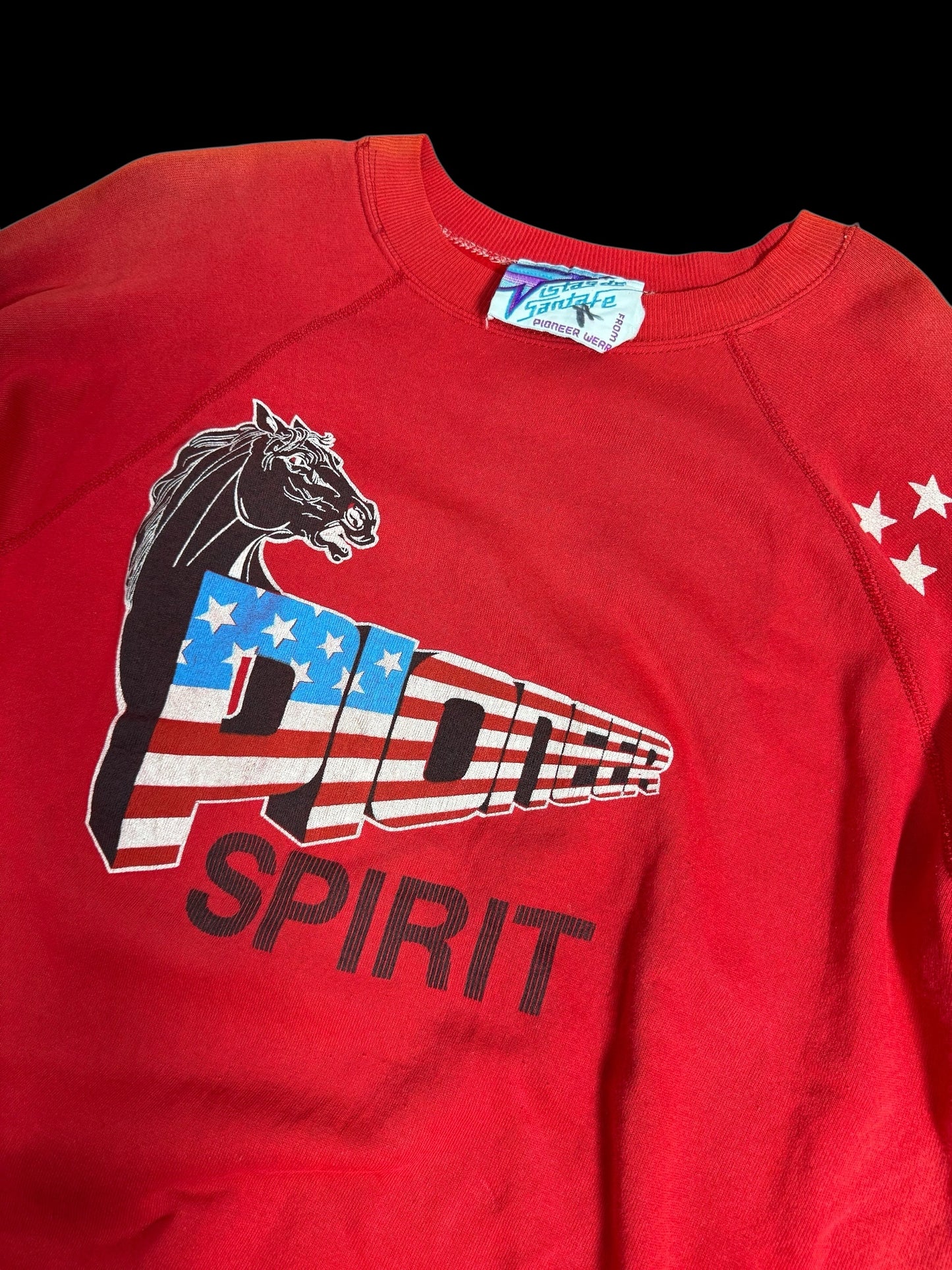 Vintage 1990s Pioneer Spirit USA Flag Graphic Sweatshirt