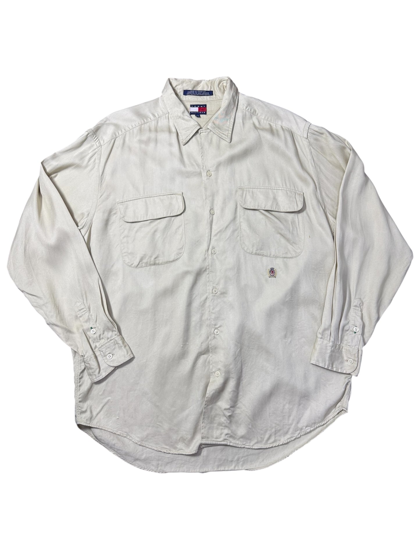 Vintage 90s Tommy Hilfiger Rayon Work Shirt