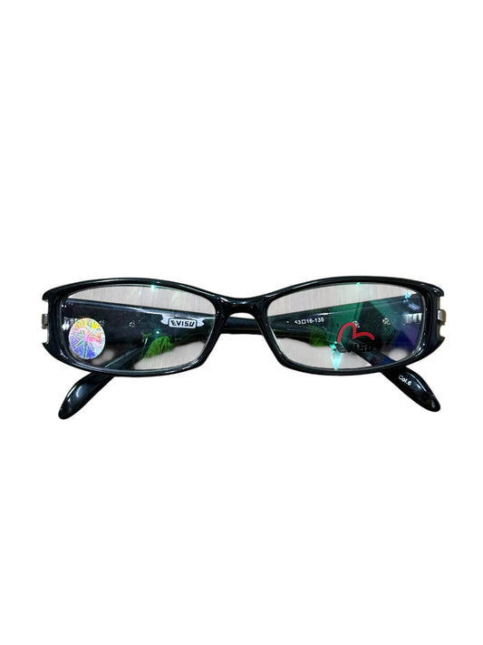 Vintage Y2K Evisu Eyeglasses Frame Slim Rectangle Black